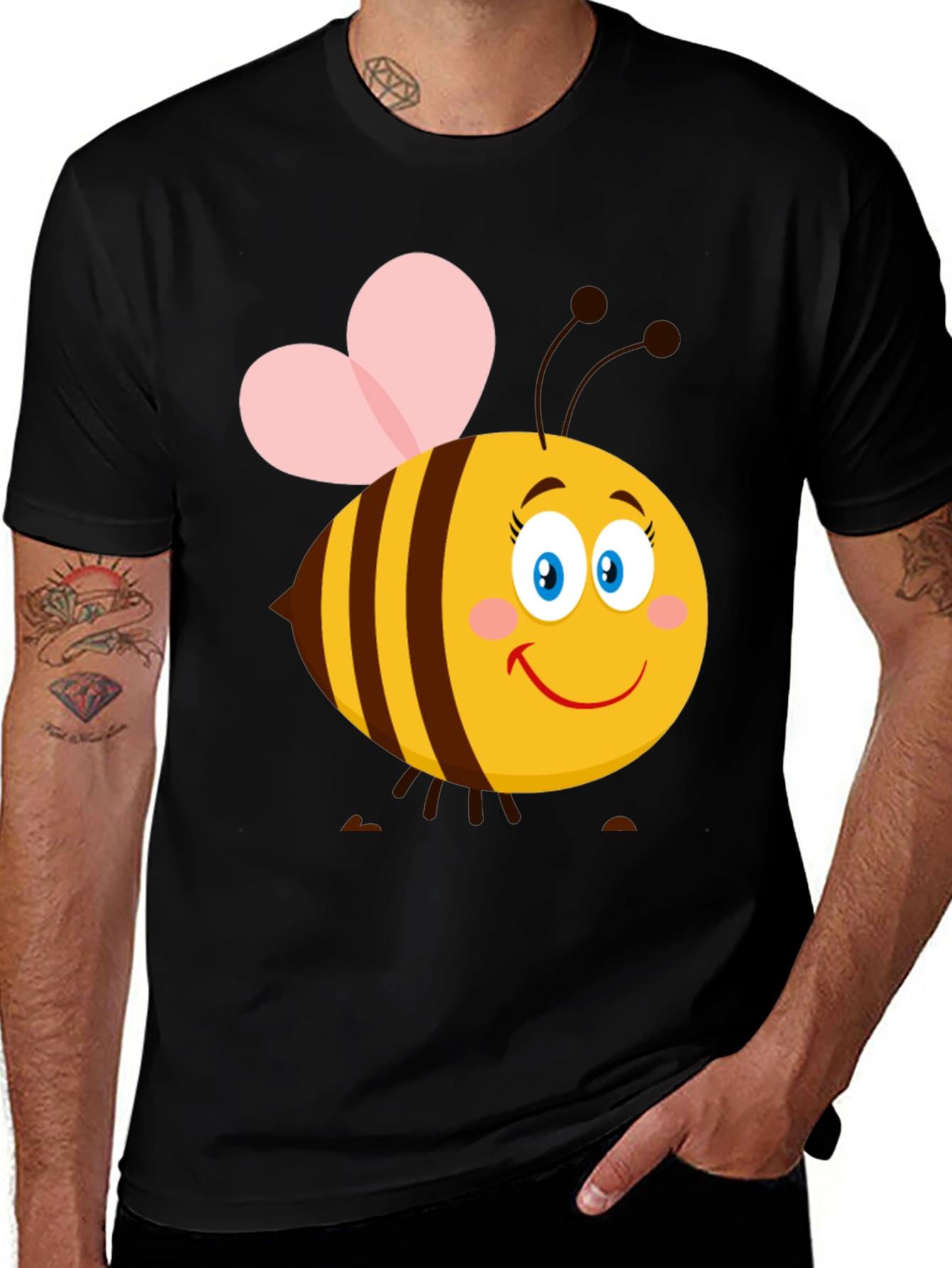 Variant 27 of Cartoon Bee Graphic T-Shirt | Black