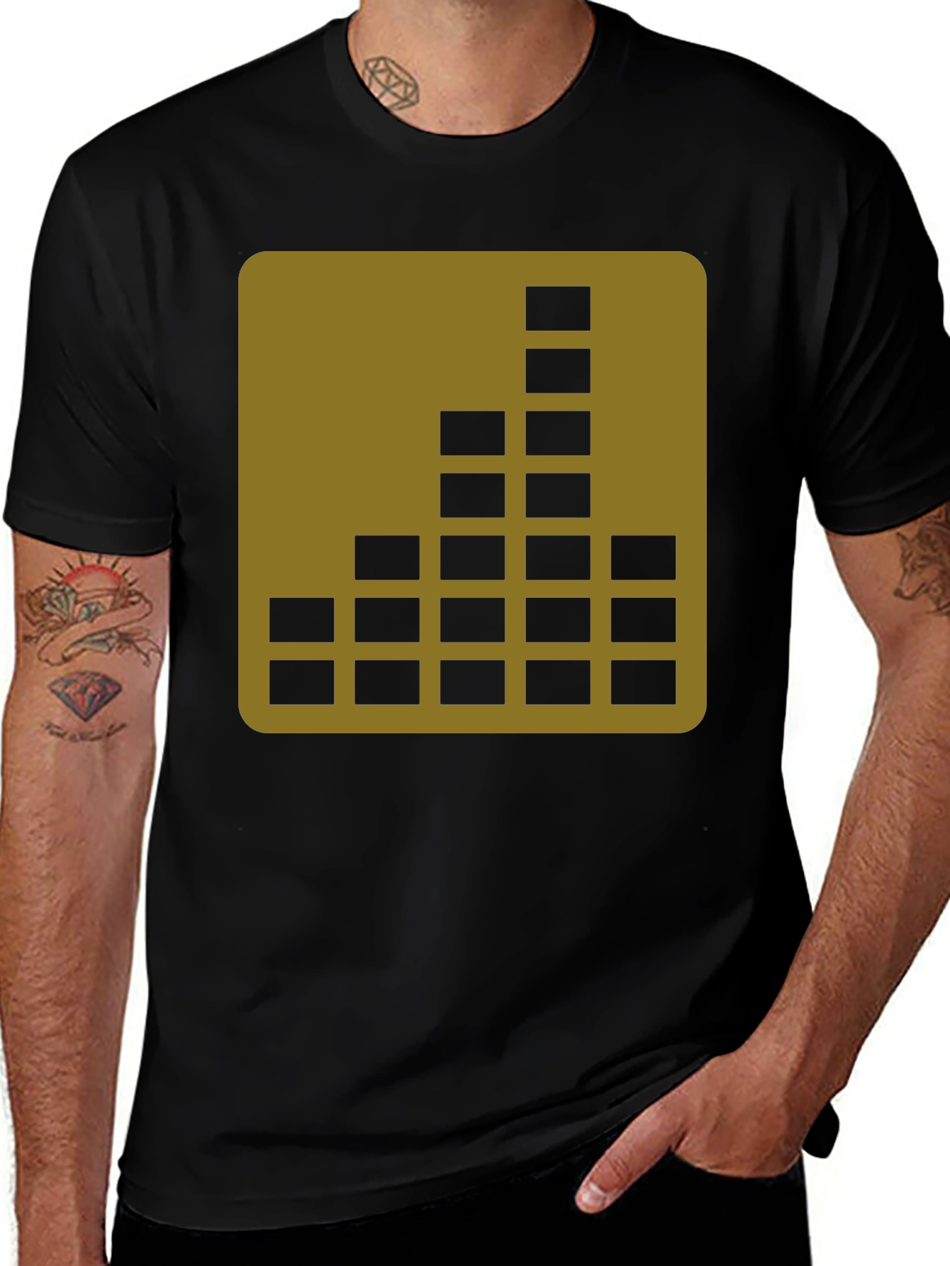 Variant 7 of Retro Equalizer Graphic Tee - Black Cotton Blend