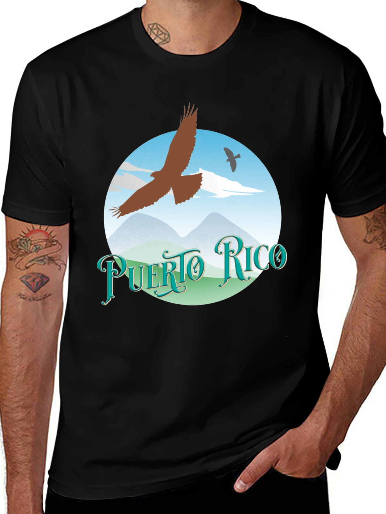 Puerto Rico Eagle Graphic Tee - Black