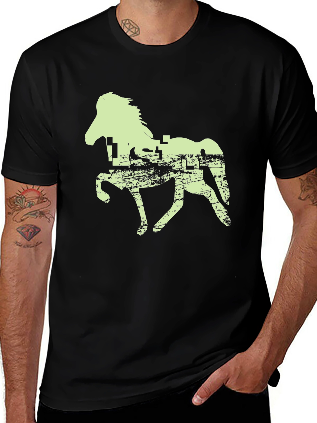 Variant 25 of Horse Graphic Tee - Black Cotton T-Shirt