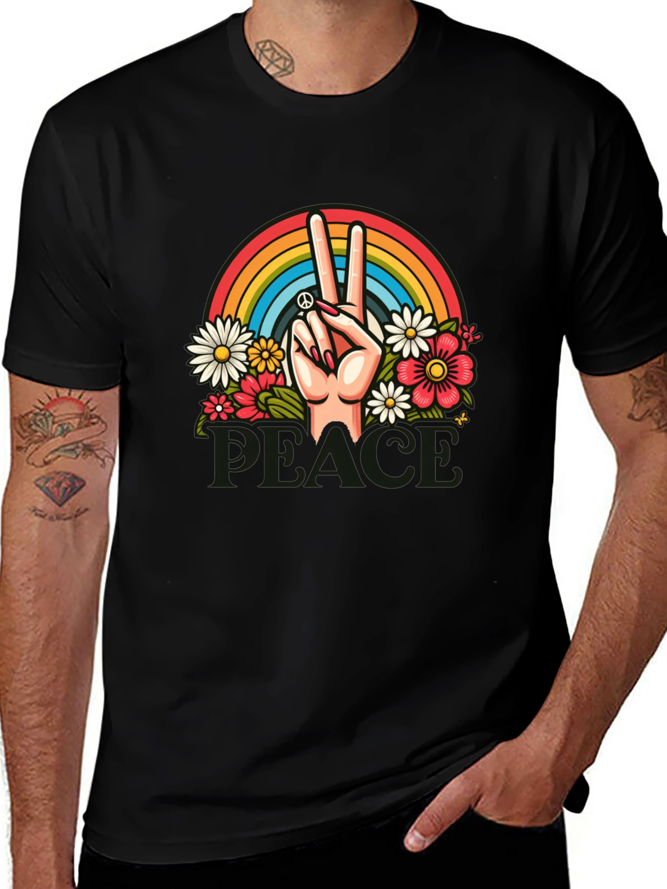 Variant 22 of Peace Sign Rainbow Graphic T-Shirt