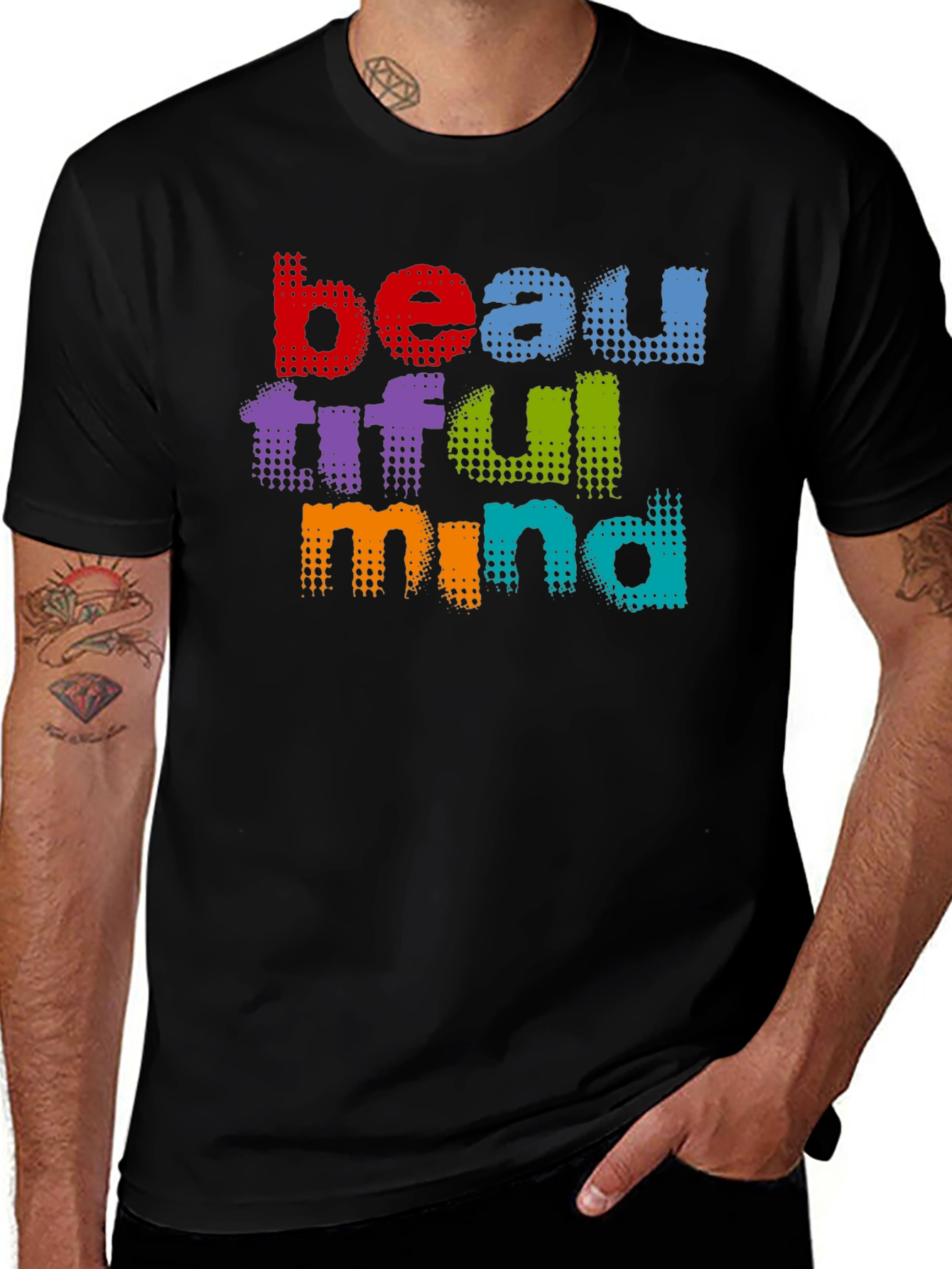 Variant 3 of Beautiful Mind Graphic Print Men's Black T-Shirt