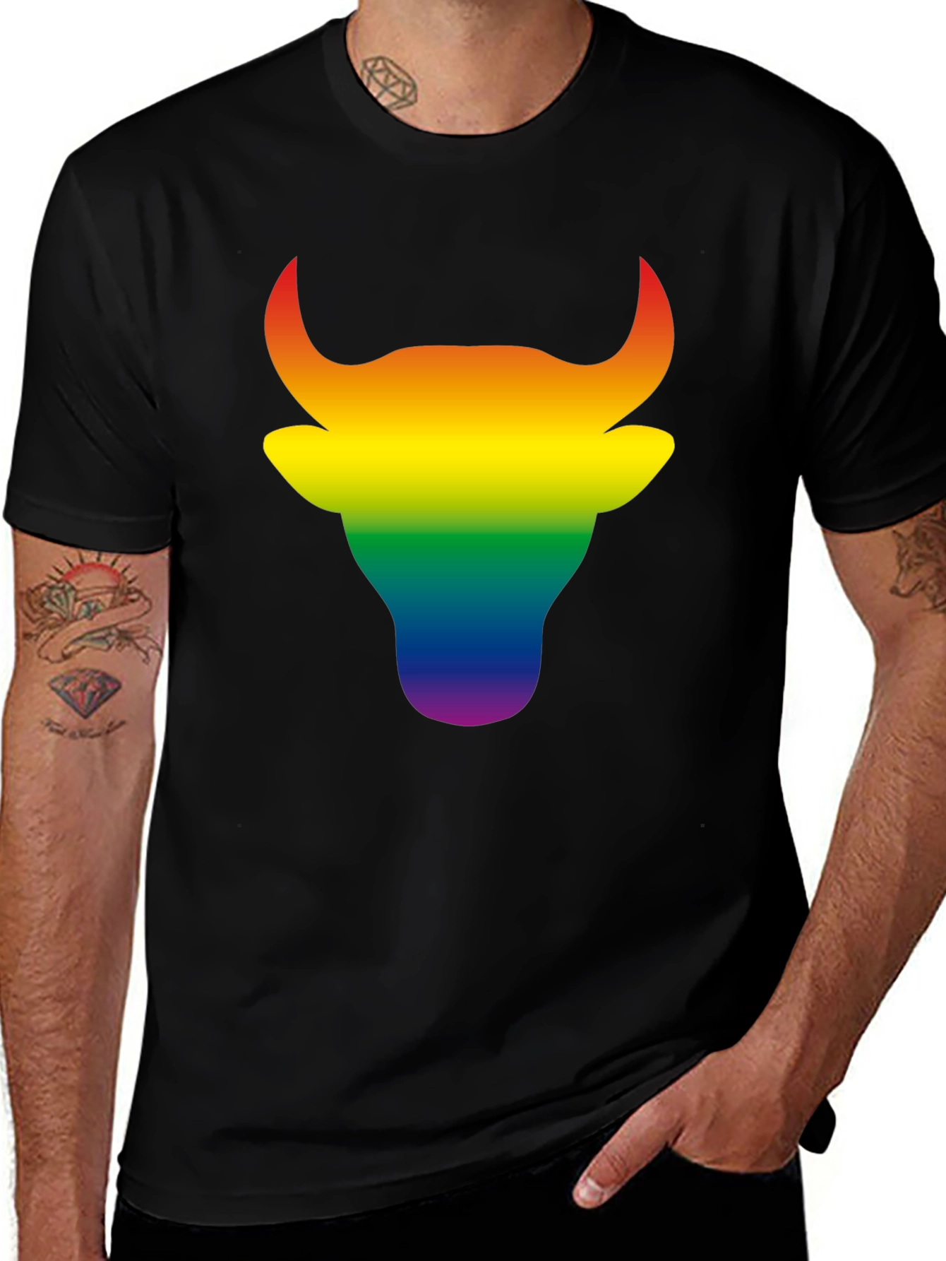 Variant 4 of Rainbow Bull Graphic Tee - Bold Pride Style