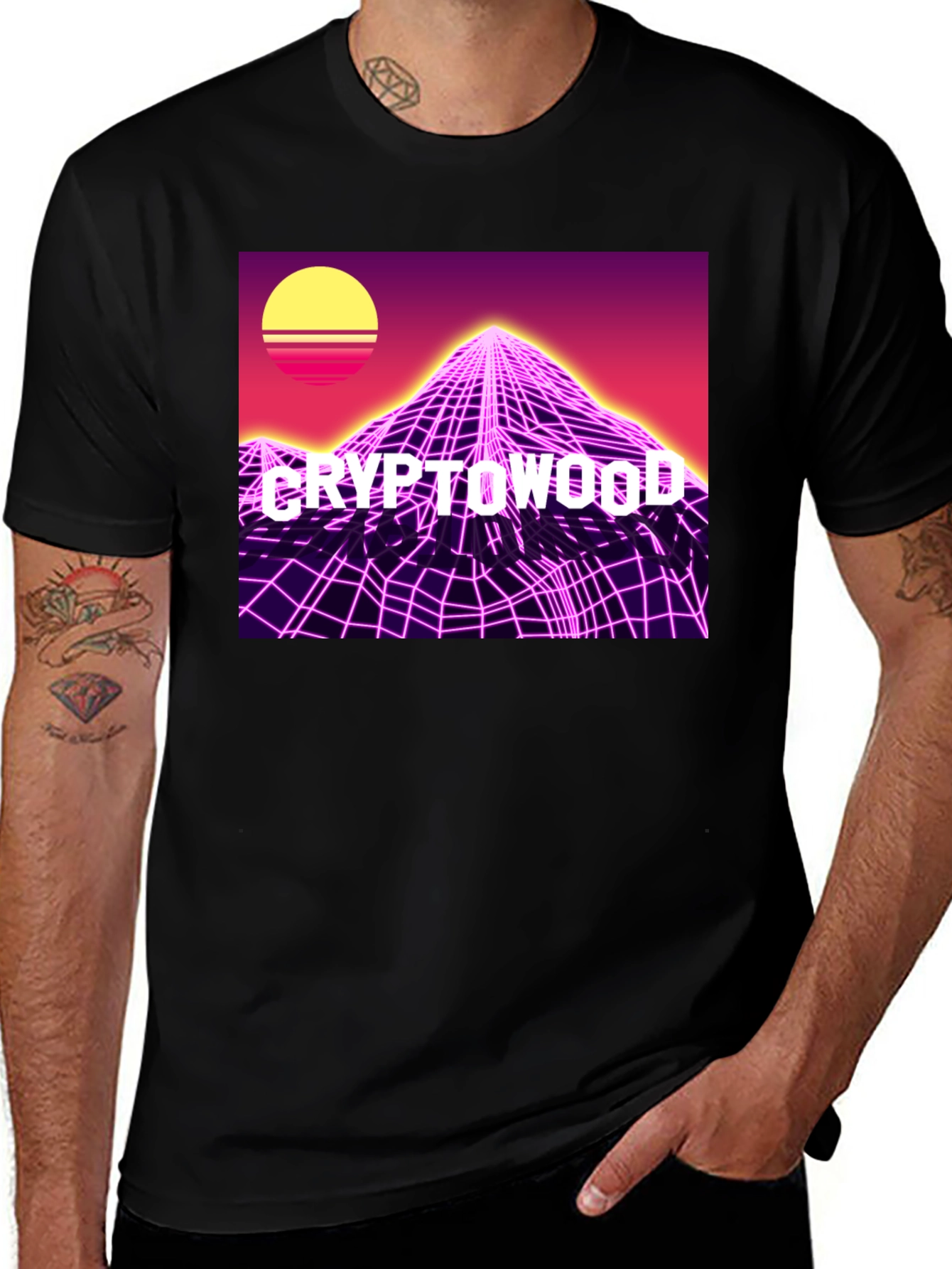 Variant 19 of CryptoWood 80's Retro Graphic T-Shirt