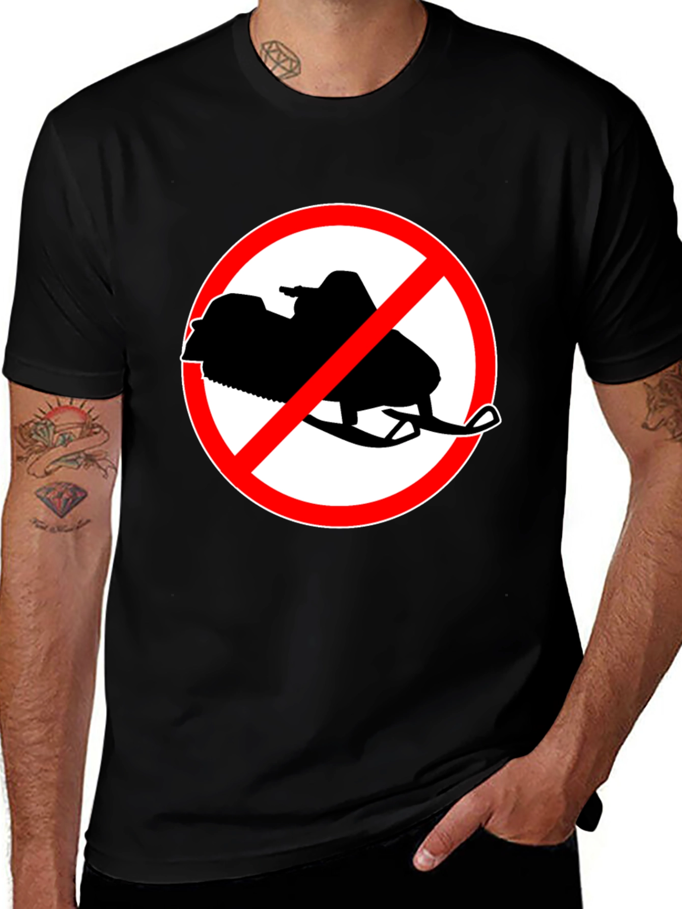 Variant 23 of No Snowmobiling Black Graphic Tee