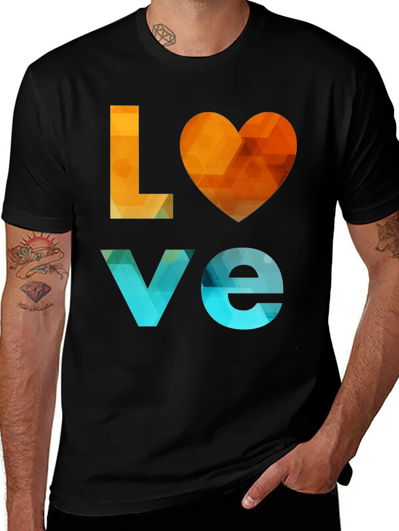 Geometric LOVE Graphic Tee - Stylish Modern Design