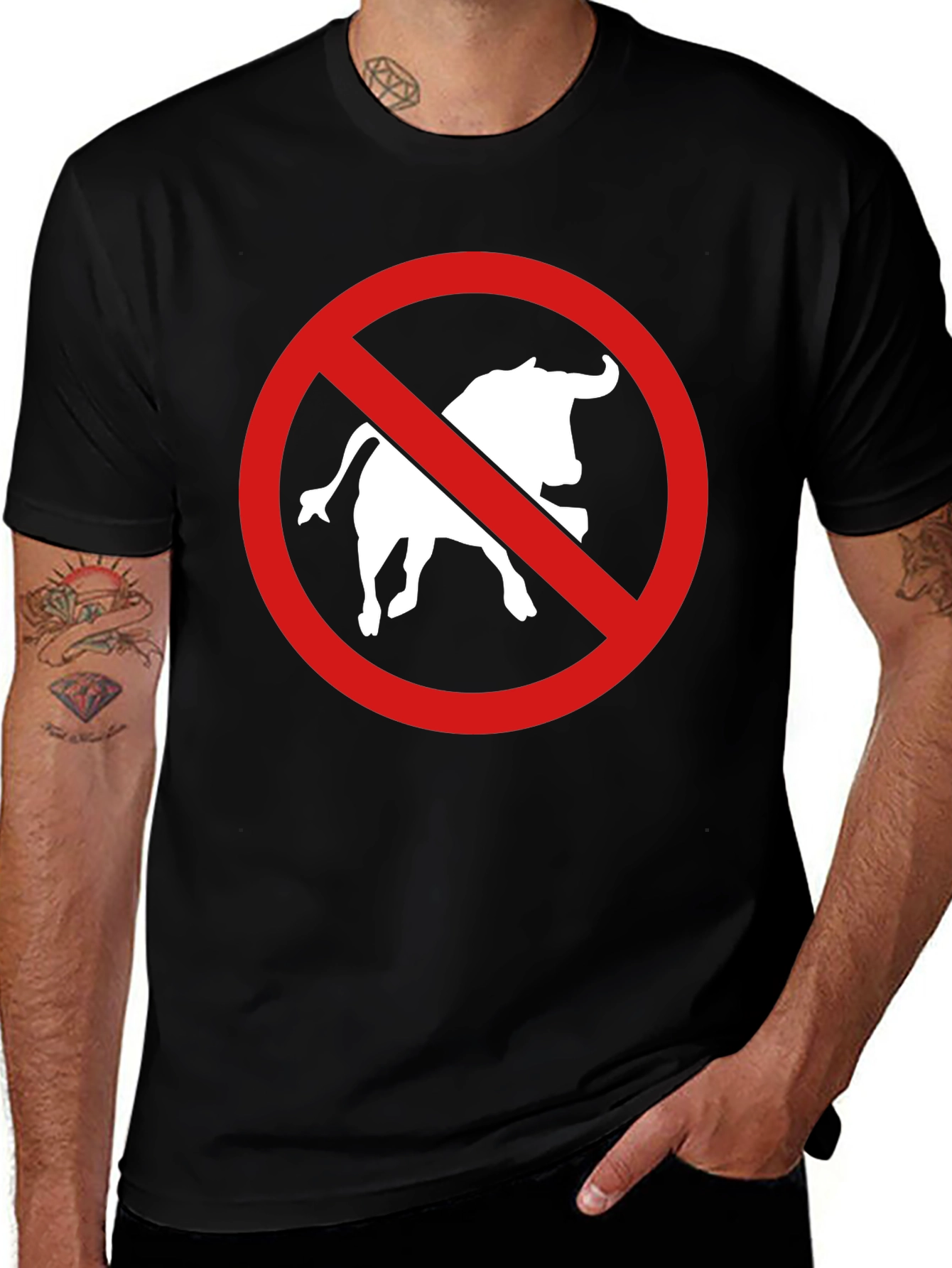 Variant 4 of Anti Bullfighting T-Shirt - Black Cotton Tee
