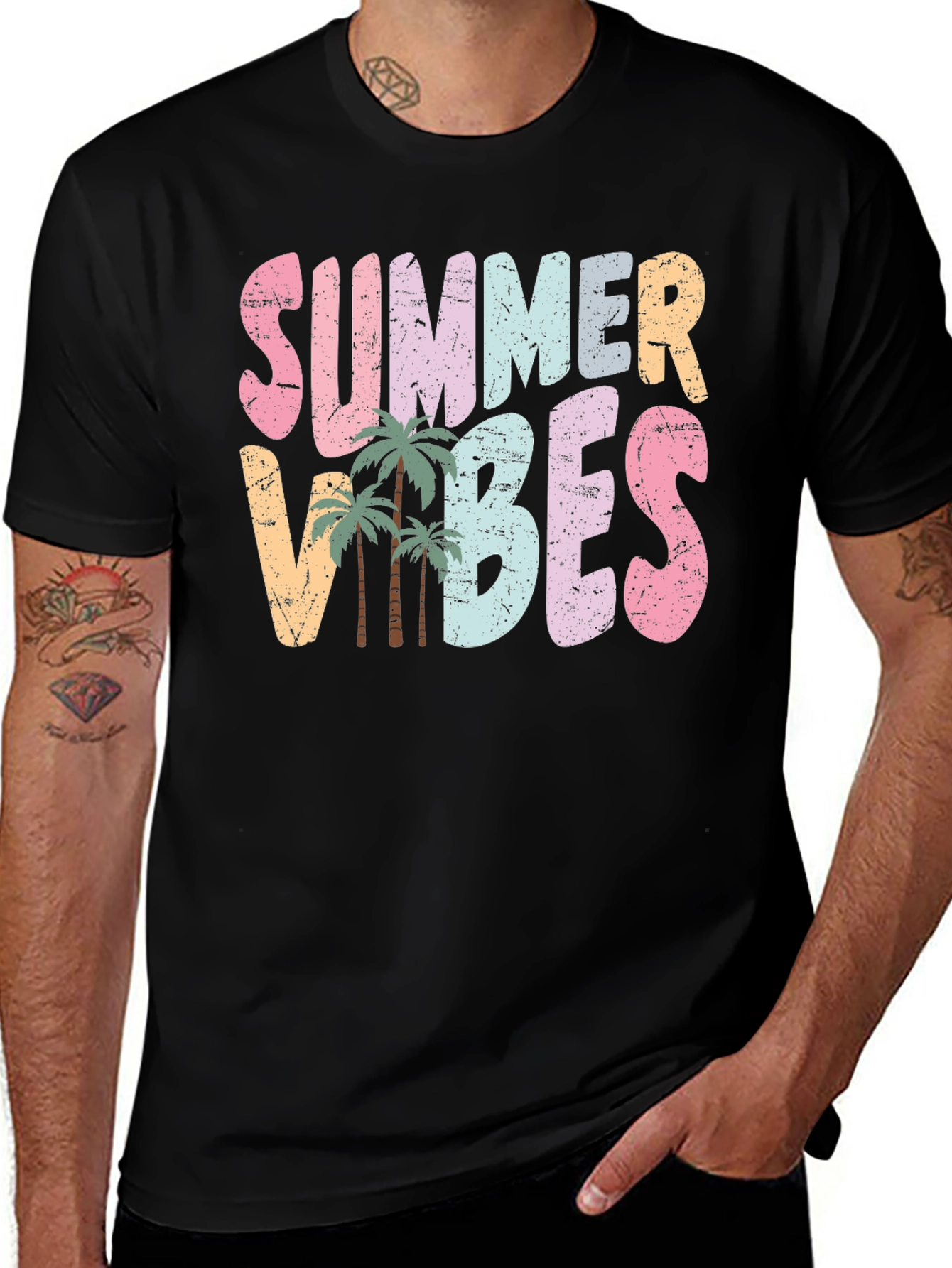 Variant 8 of Summer Vibes Graphic Tee - Palm Tree Design