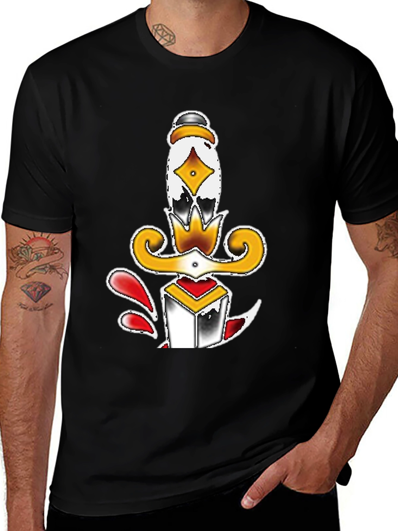 Variant 4 of Dagger Tattoo Graphic Tee - Black Unisex T-Shirt