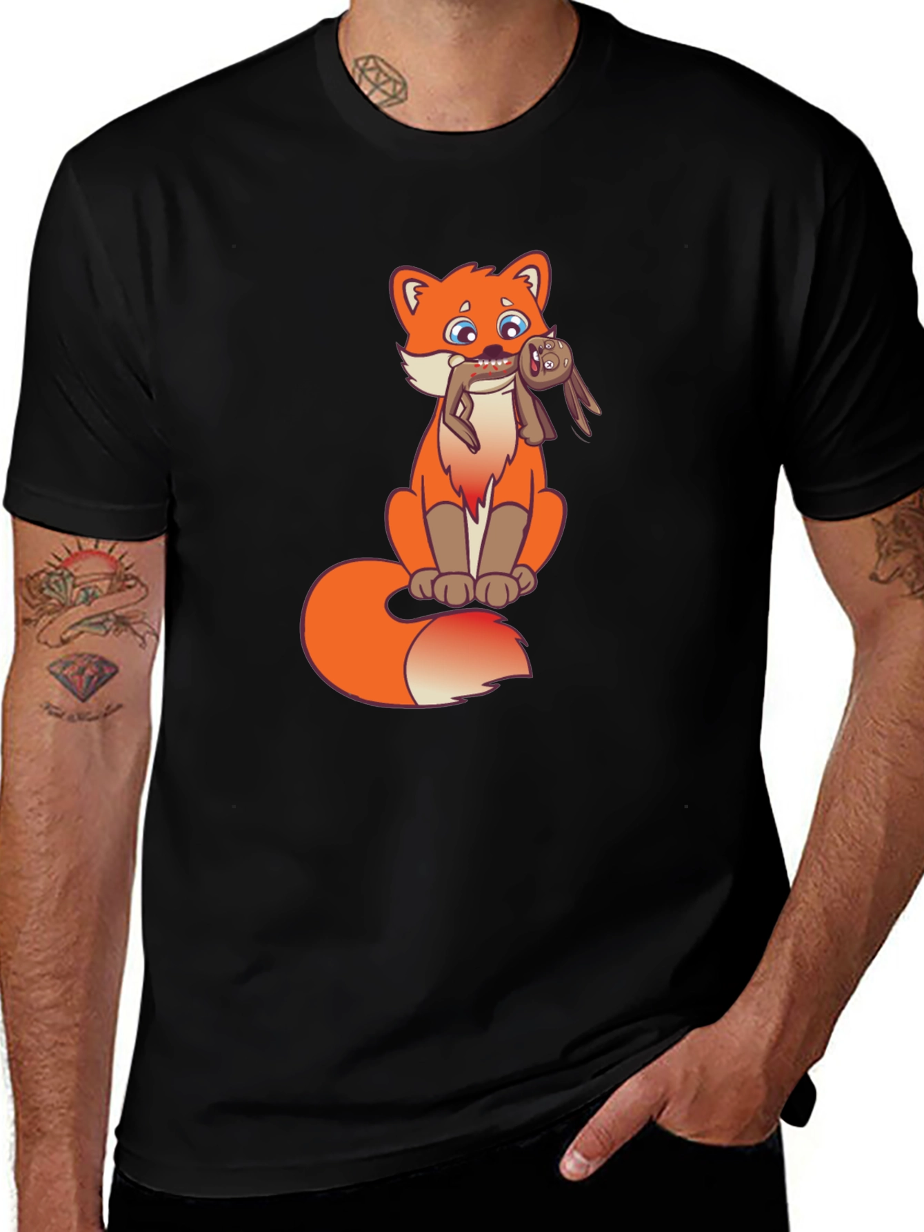 Variant 23 of Cartoon Fox Graphic Tee - Novelty Design