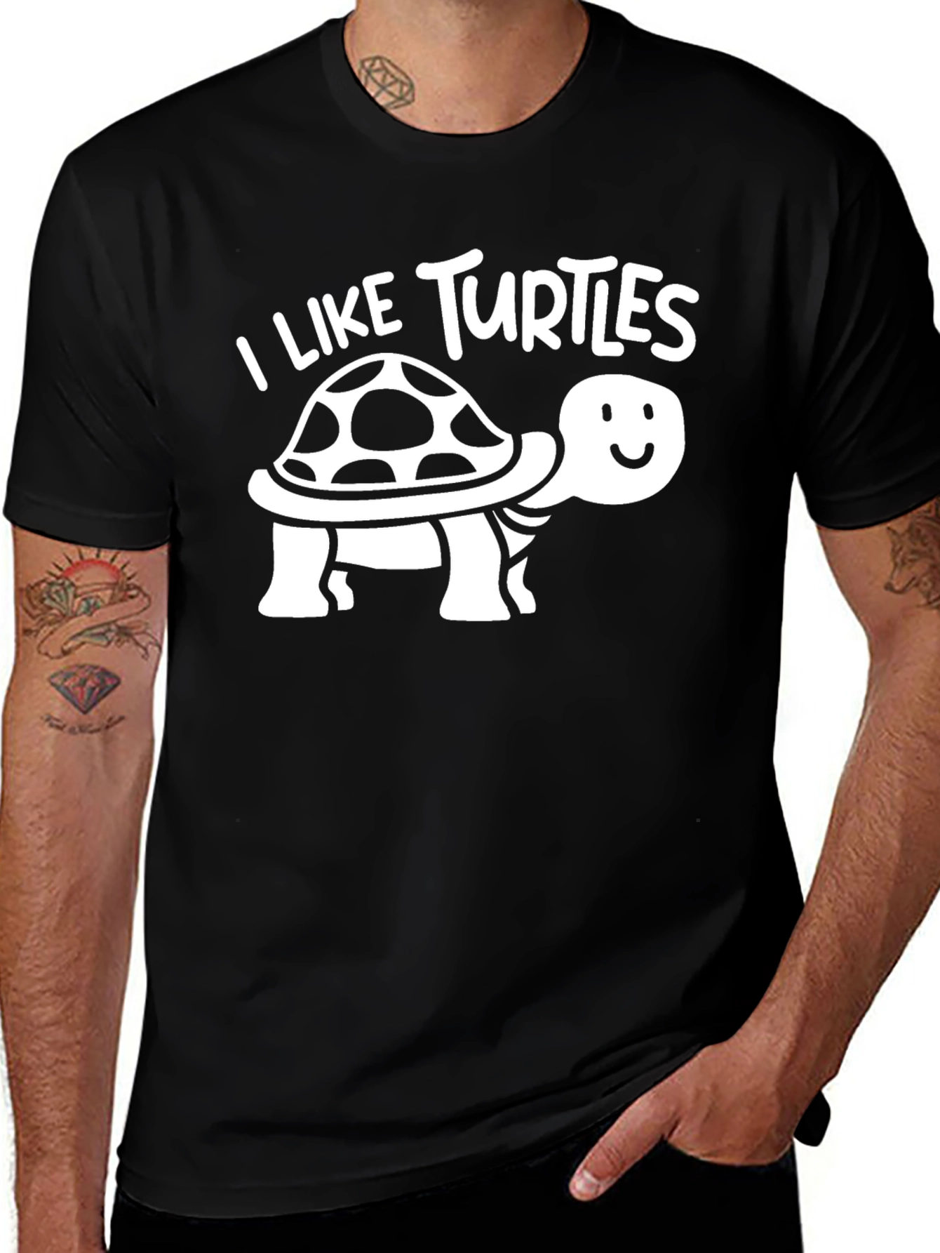 Variant 27 of I Like Turtles Graphic T-Shirt - Black