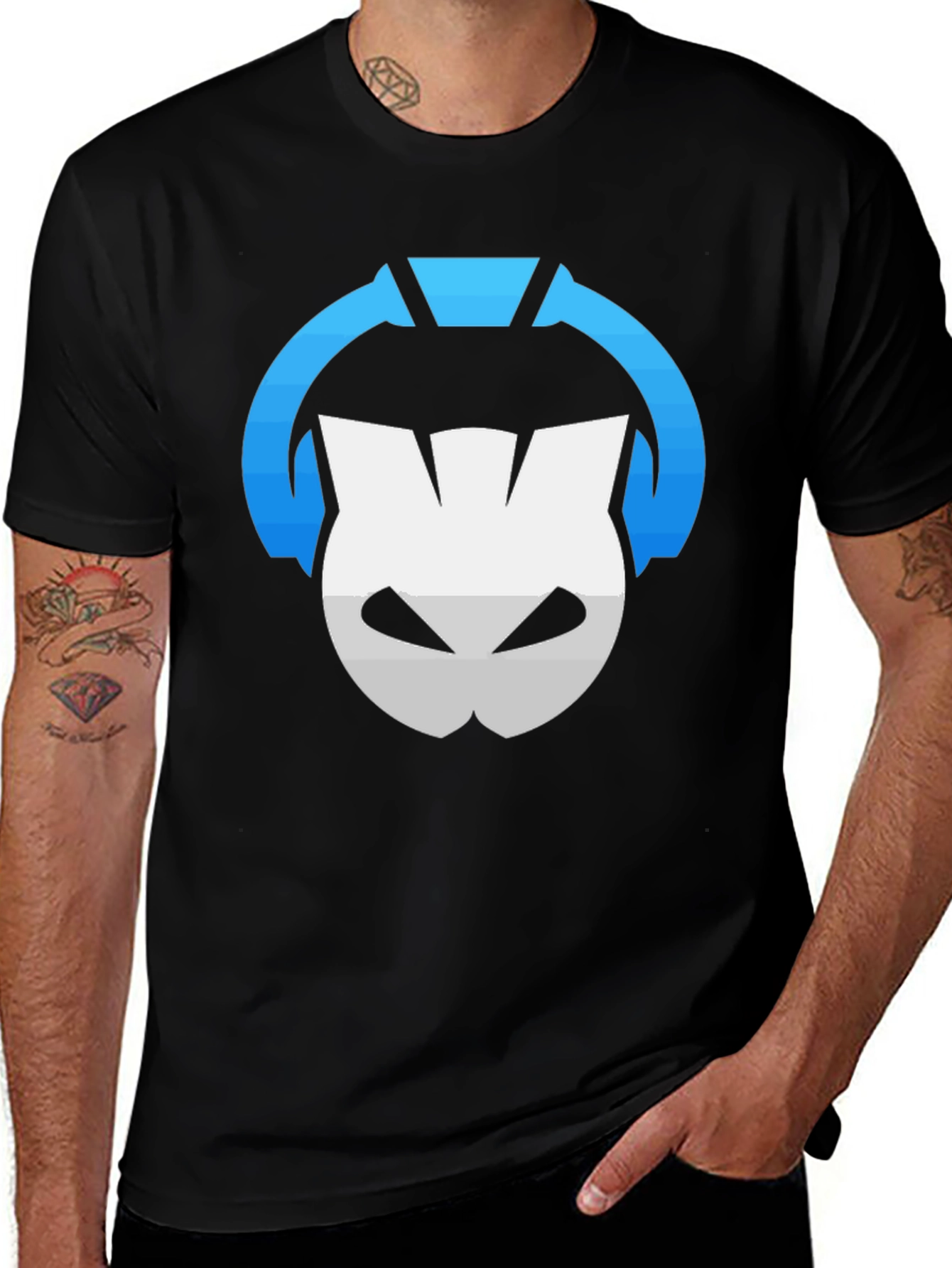 Variant 16 of Black T-Shirt with Gaming Headset Logo