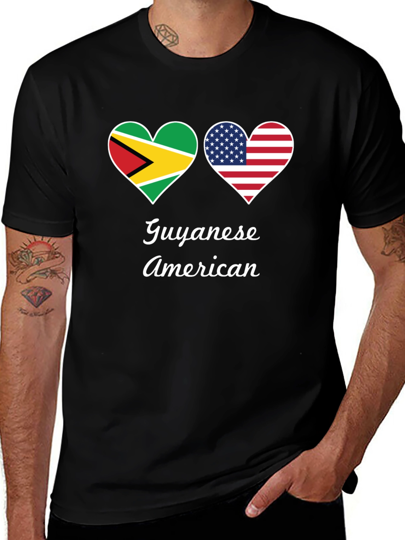 Guyanese American Heart Flag T-Shirt