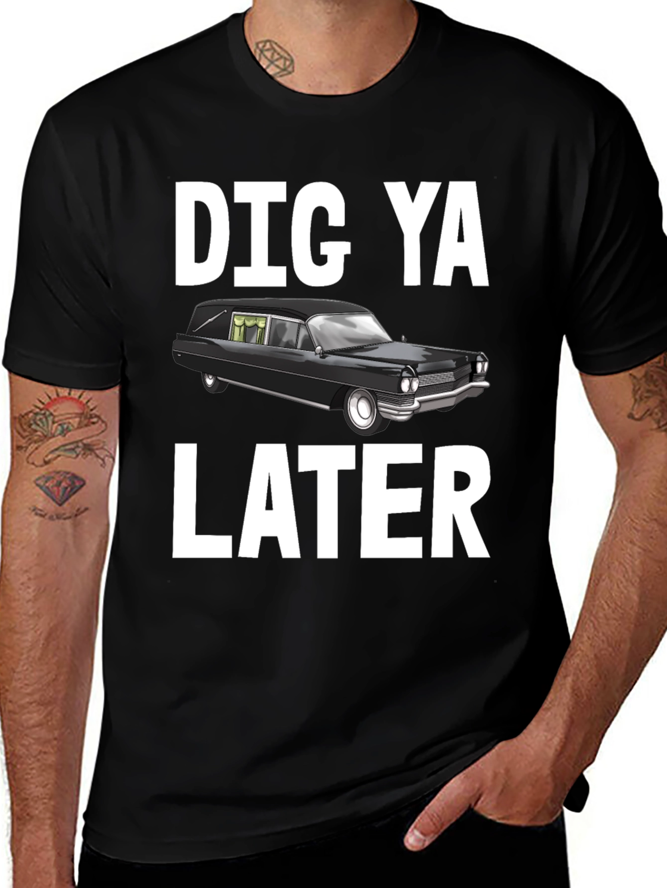 Black Dig Ya Later Hearse T-Shirt main image