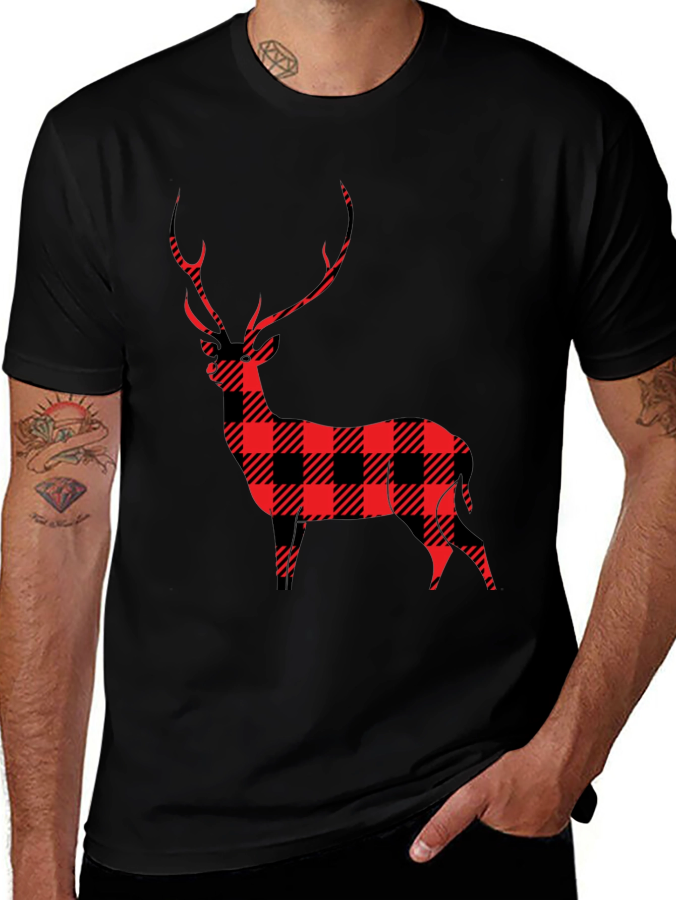 Variant 14 of Buffalo Plaid Deer Graphic Tee