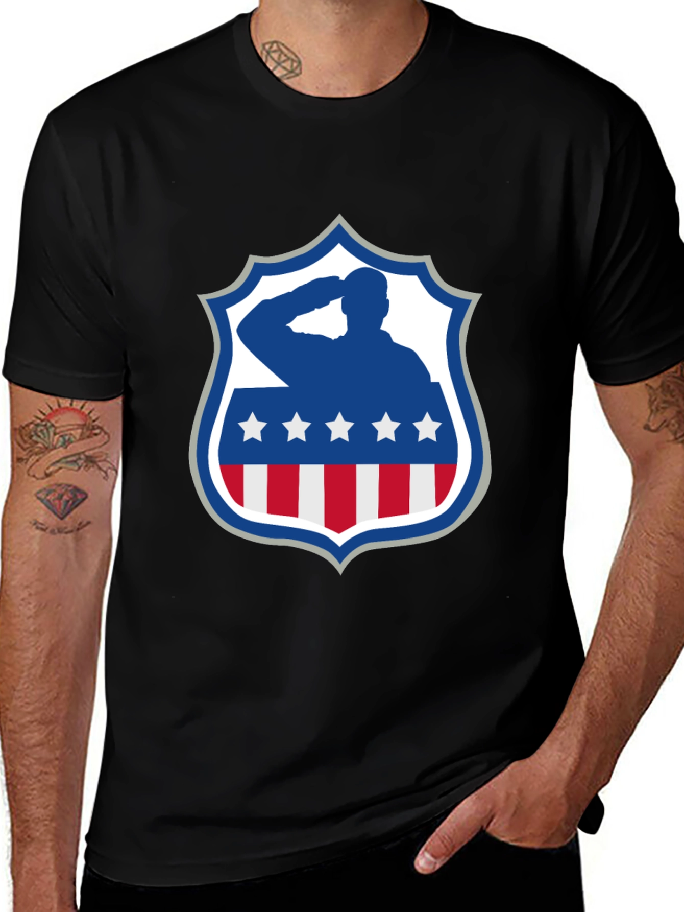 Variant 7 of Patriotic Salute Graphic Tee - Black