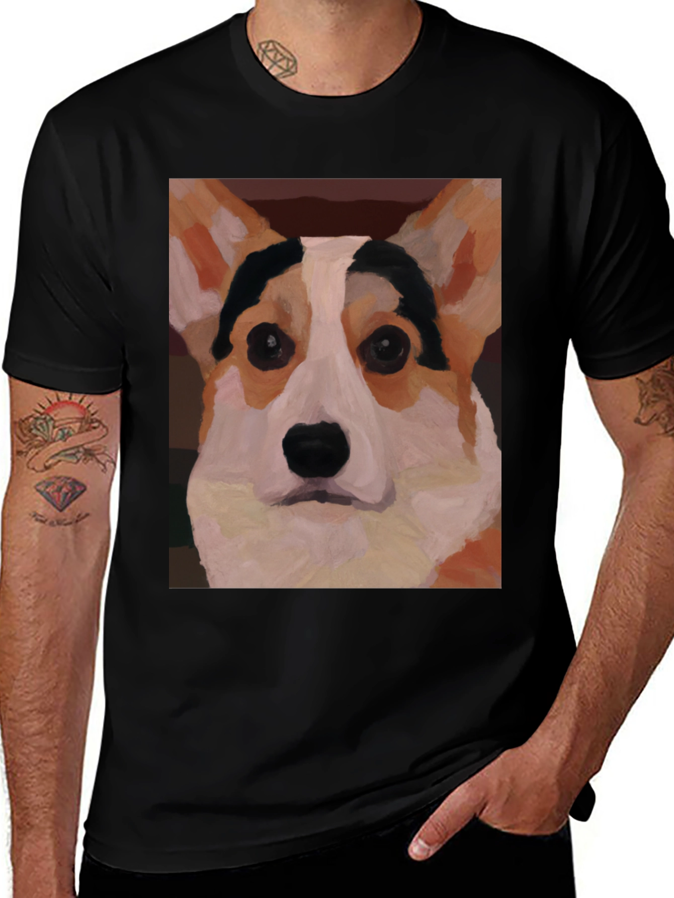 Variant 3 of Corgi Dog Painting Graphic T-Shirt