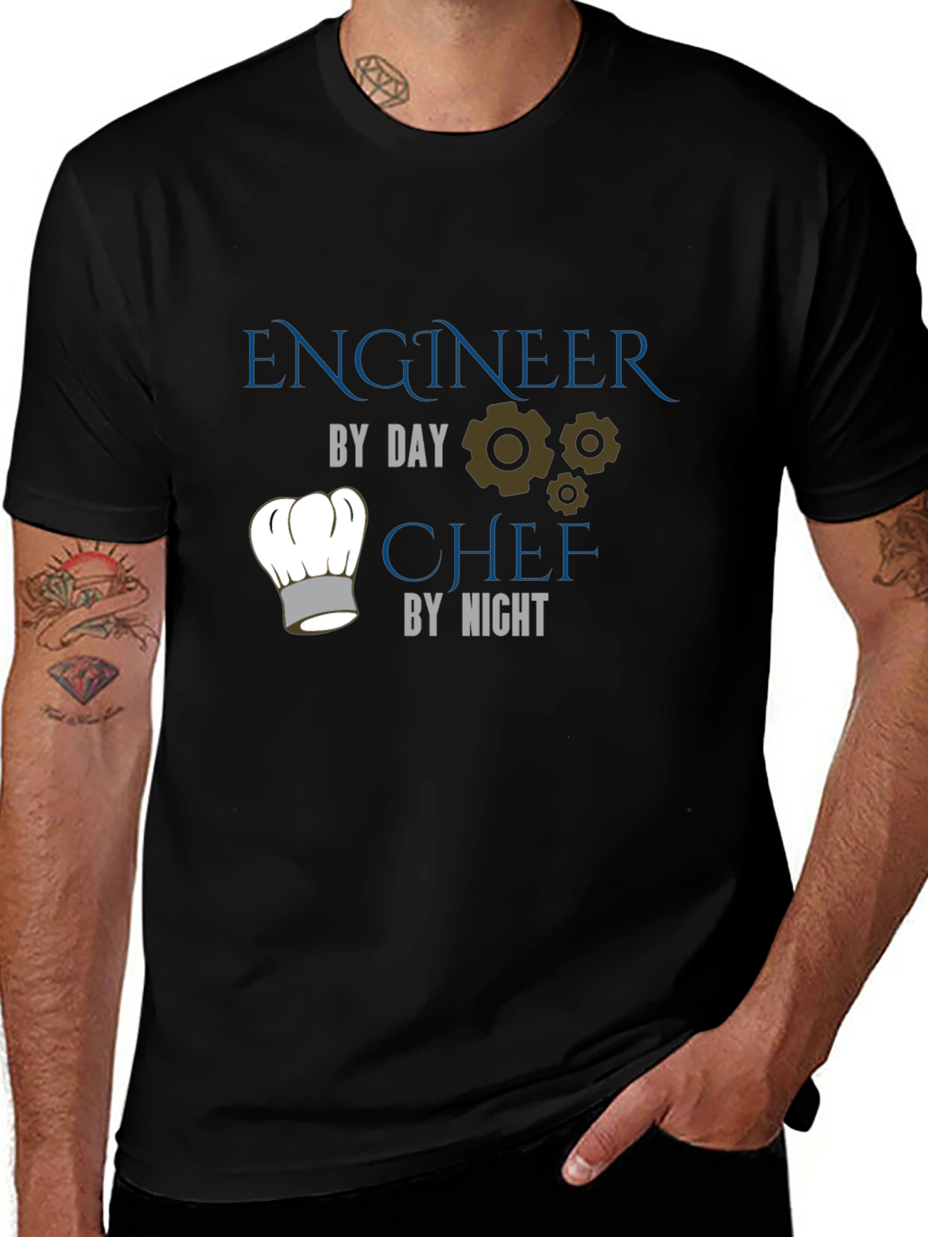 Variant 8 of Engineer by Day, Chef by Night Black T-Shirt