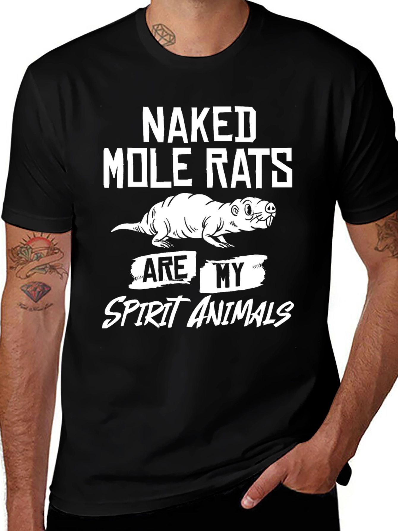 Black Naked Mole Rat Spirit Animal Graphic T-Shirt main image
