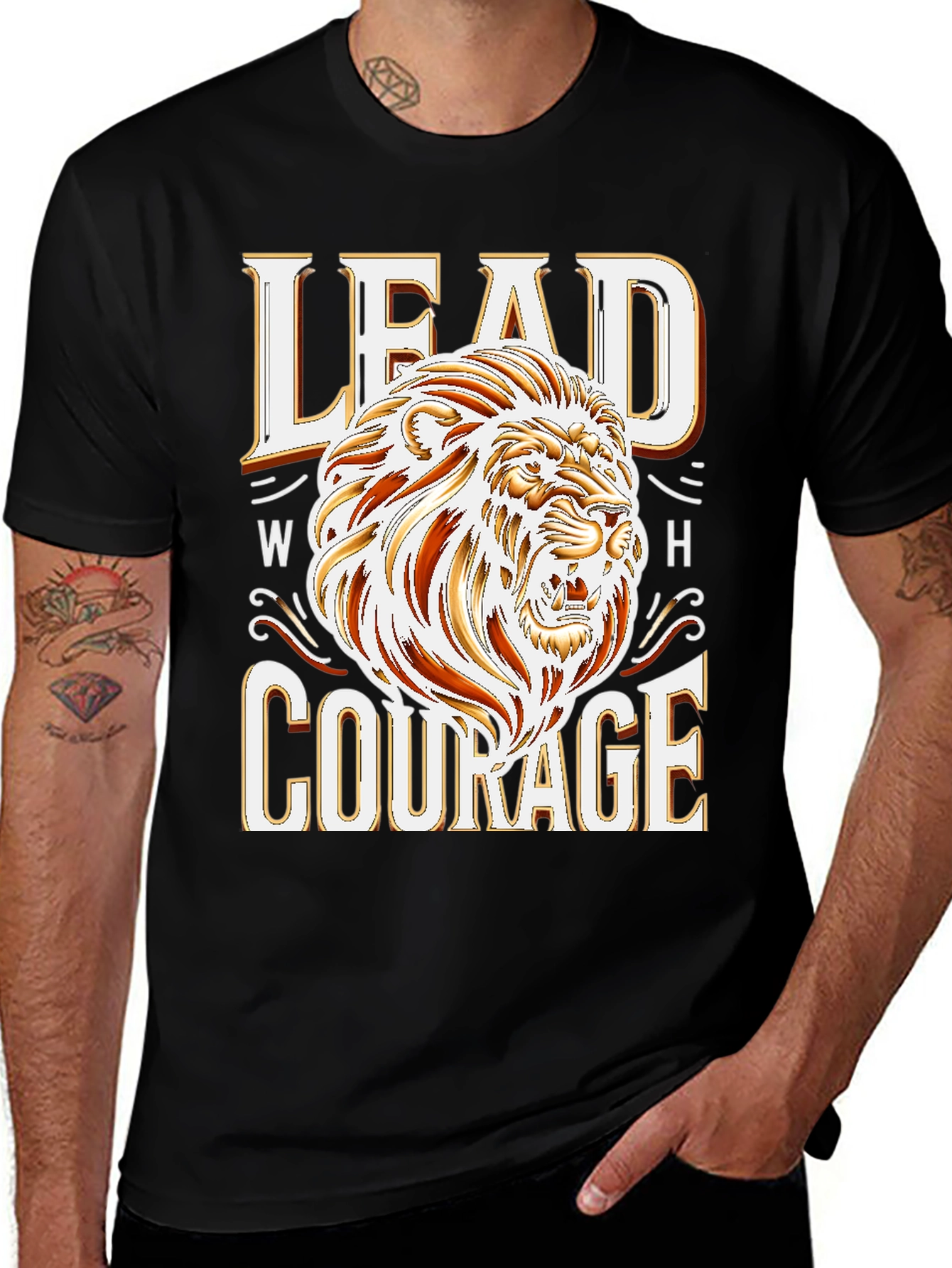 Variant 20 of Lead With Courage T-Shirt - Lion Graphic
