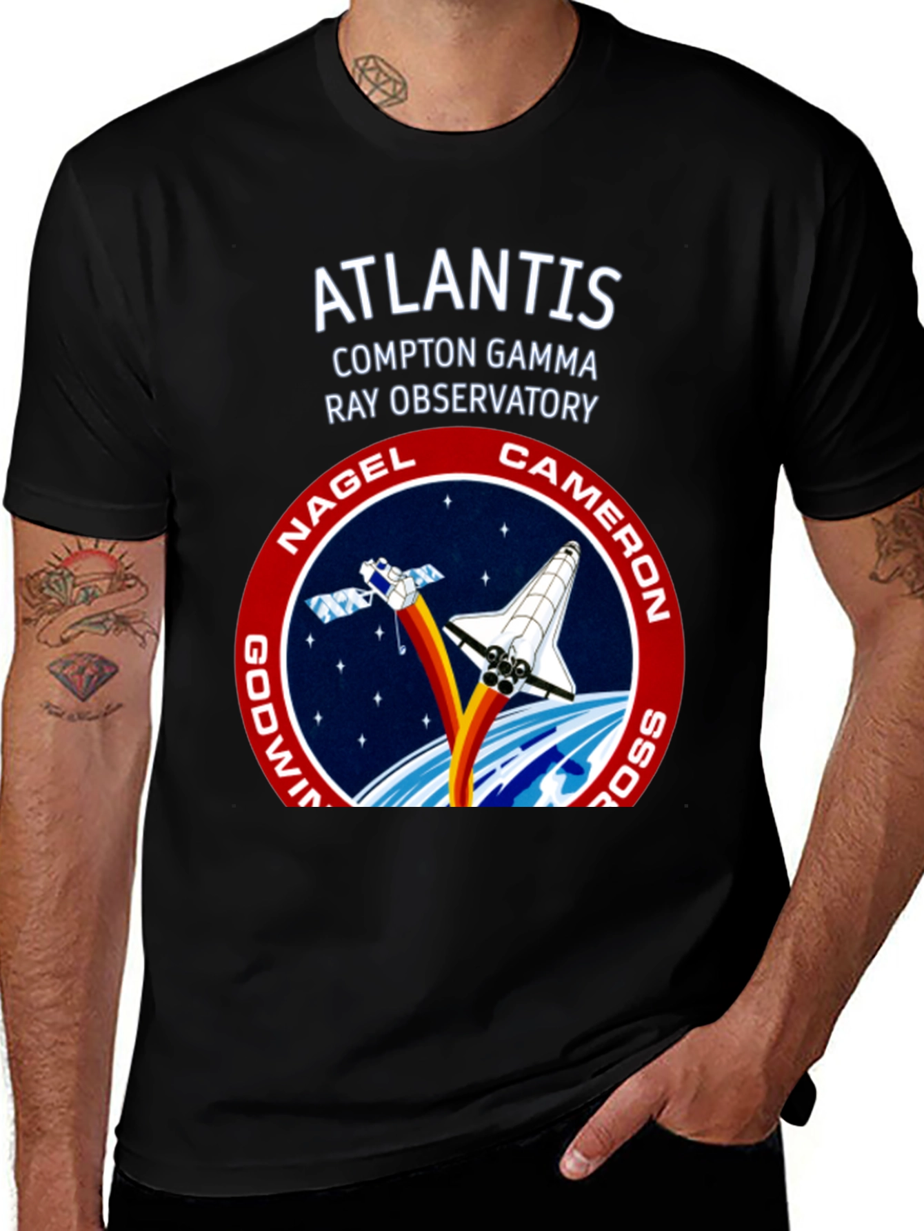 Atlantis Compton Gamma Ray Observatory Black T-Shirt