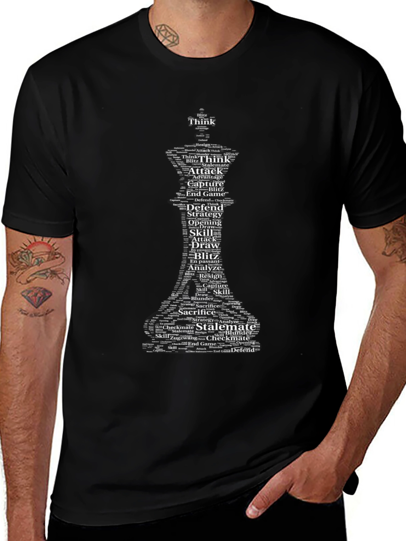 Variant 4 of Chess Word Art T-Shirt - Think, Strategy, Attack