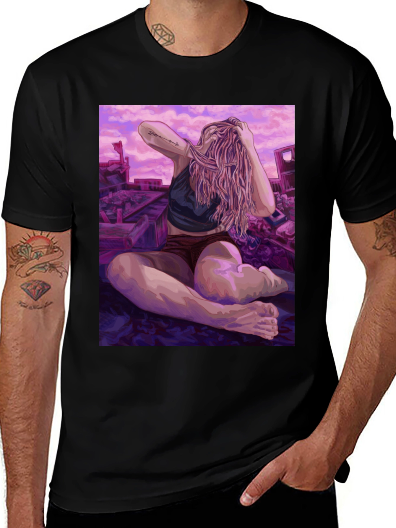 Variant 12 of Artistic Woman on Ruins Graphic Tee - Unisex