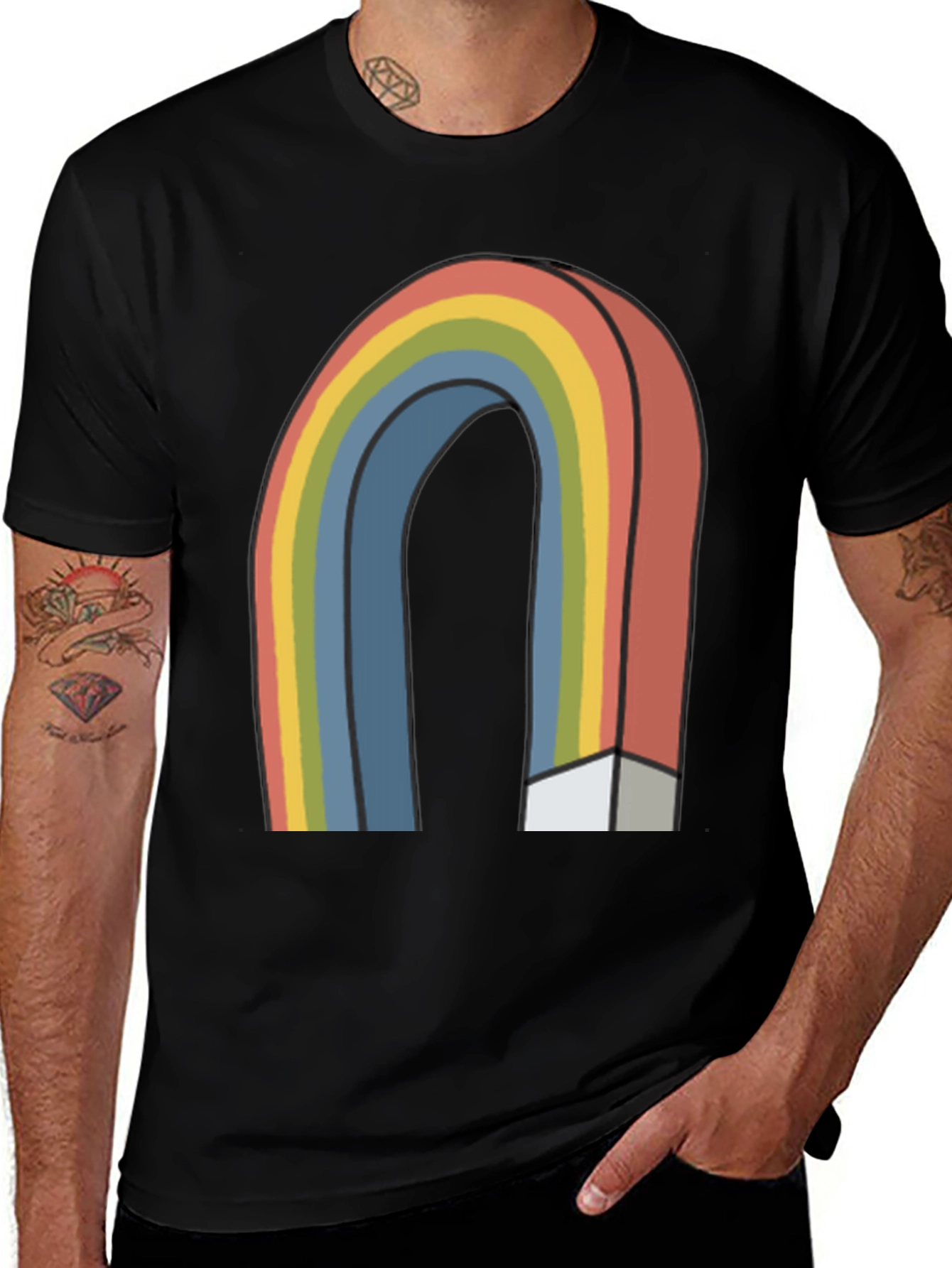 Variant 5 of Retro Rainbow Graphic T-Shirt