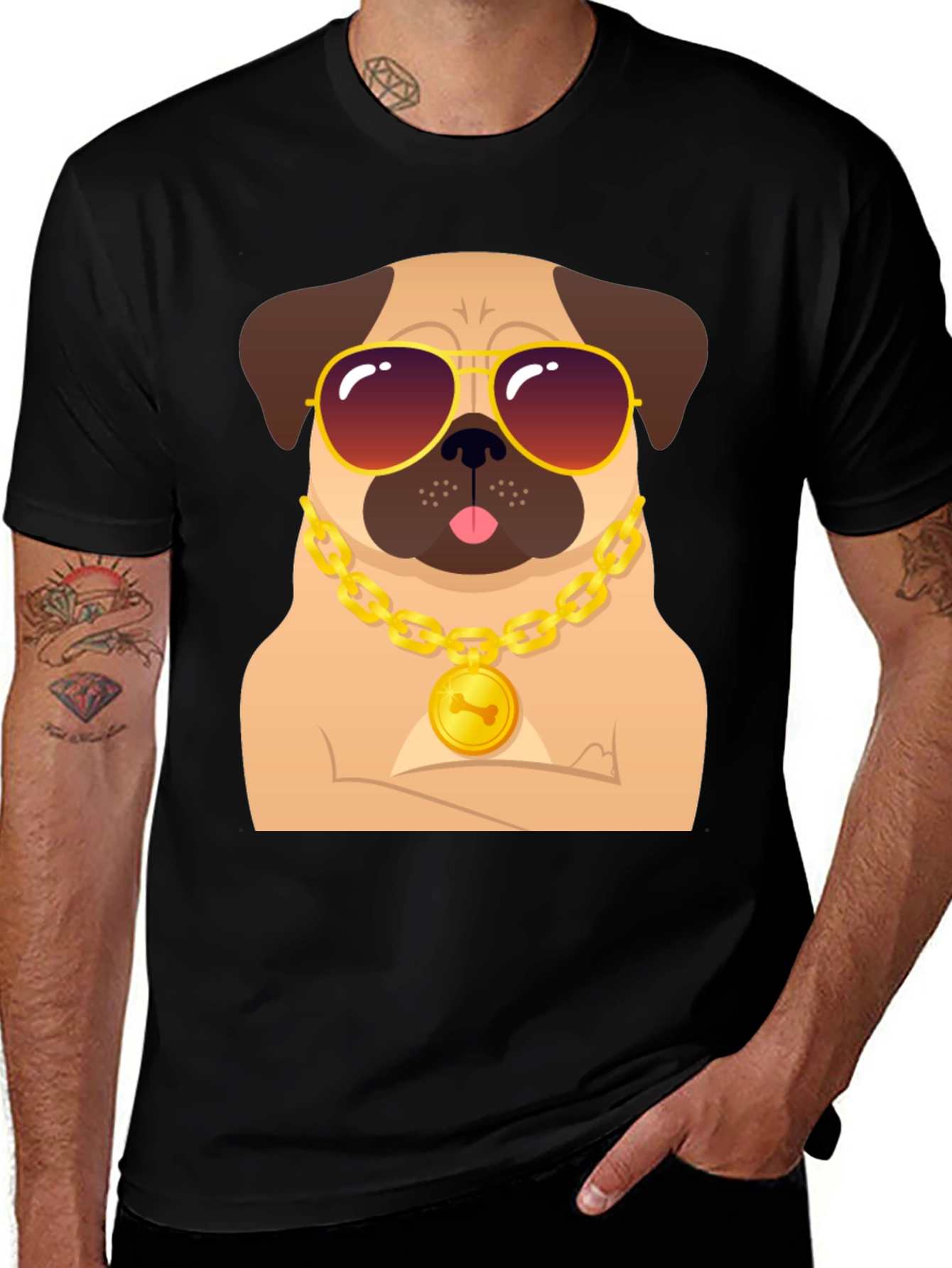 Variant 9 of Cool Pug in Shades Men's Graphic T-Shirt