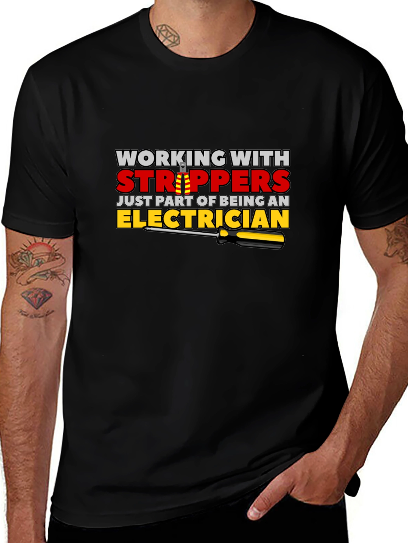 Variant 18 of Electrician Stripper Humor Graphic T-Shirt