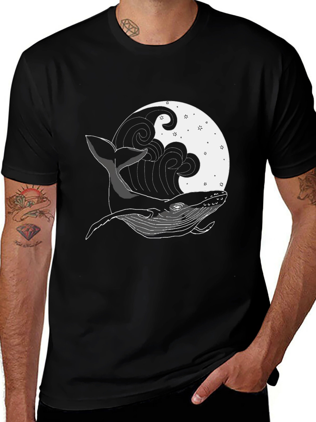 Variant 11 of Whale Graphic Black T-Shirt