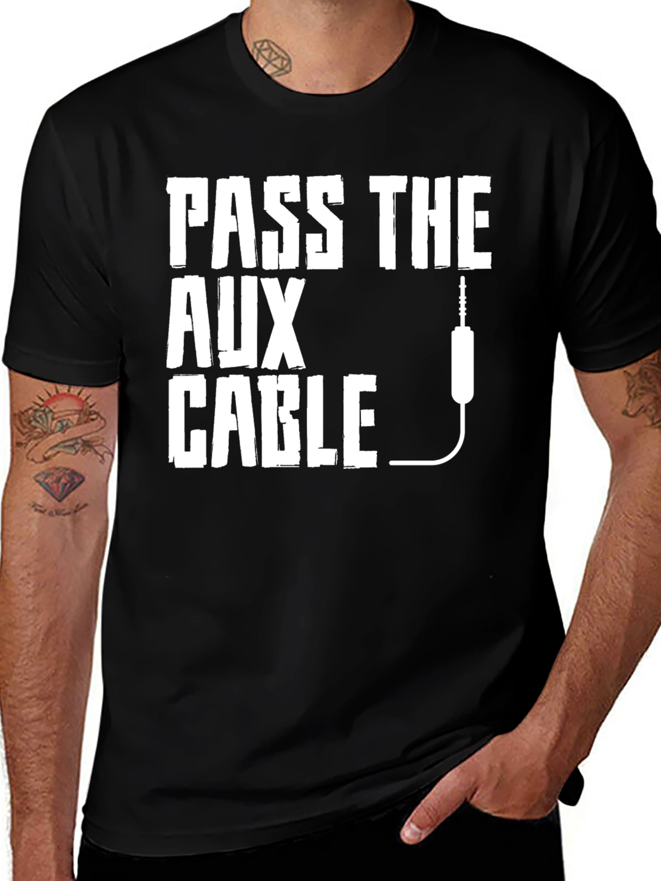 Variant 19 of Pass the Aux Cable Graphic T-Shirt - Music Lover Tee