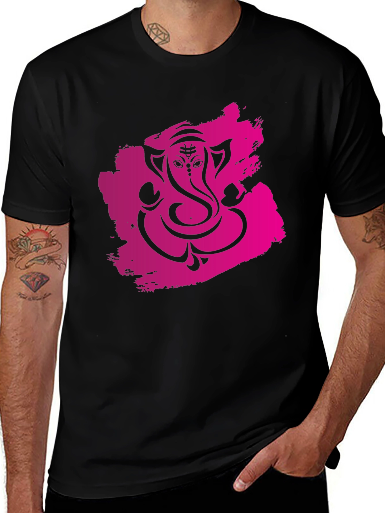 Ganesh Graphic Tee - Stylish Brushstroke Design