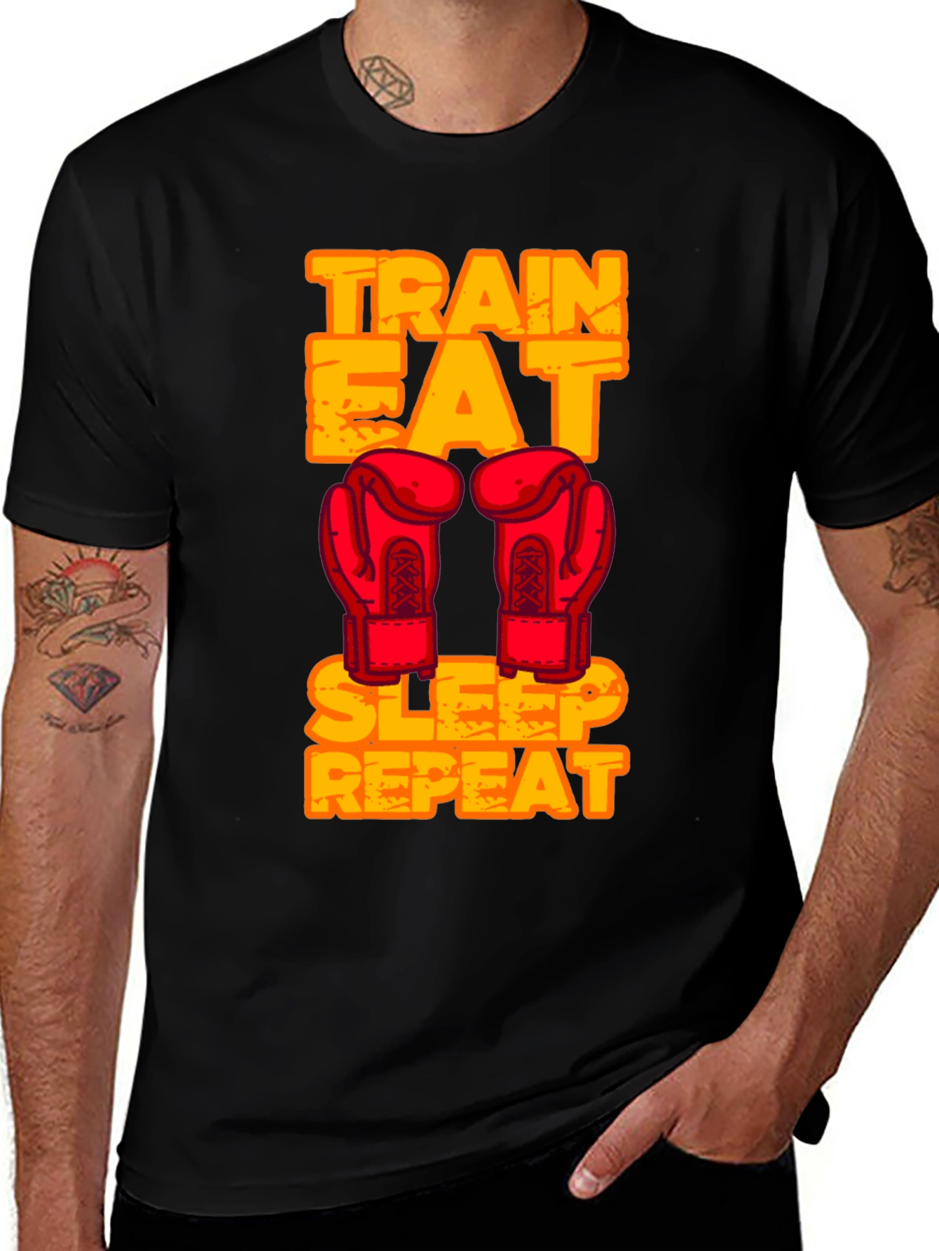 Variant 29 of Train Eat Sleep Repeat Boxing Graphic T-Shirt