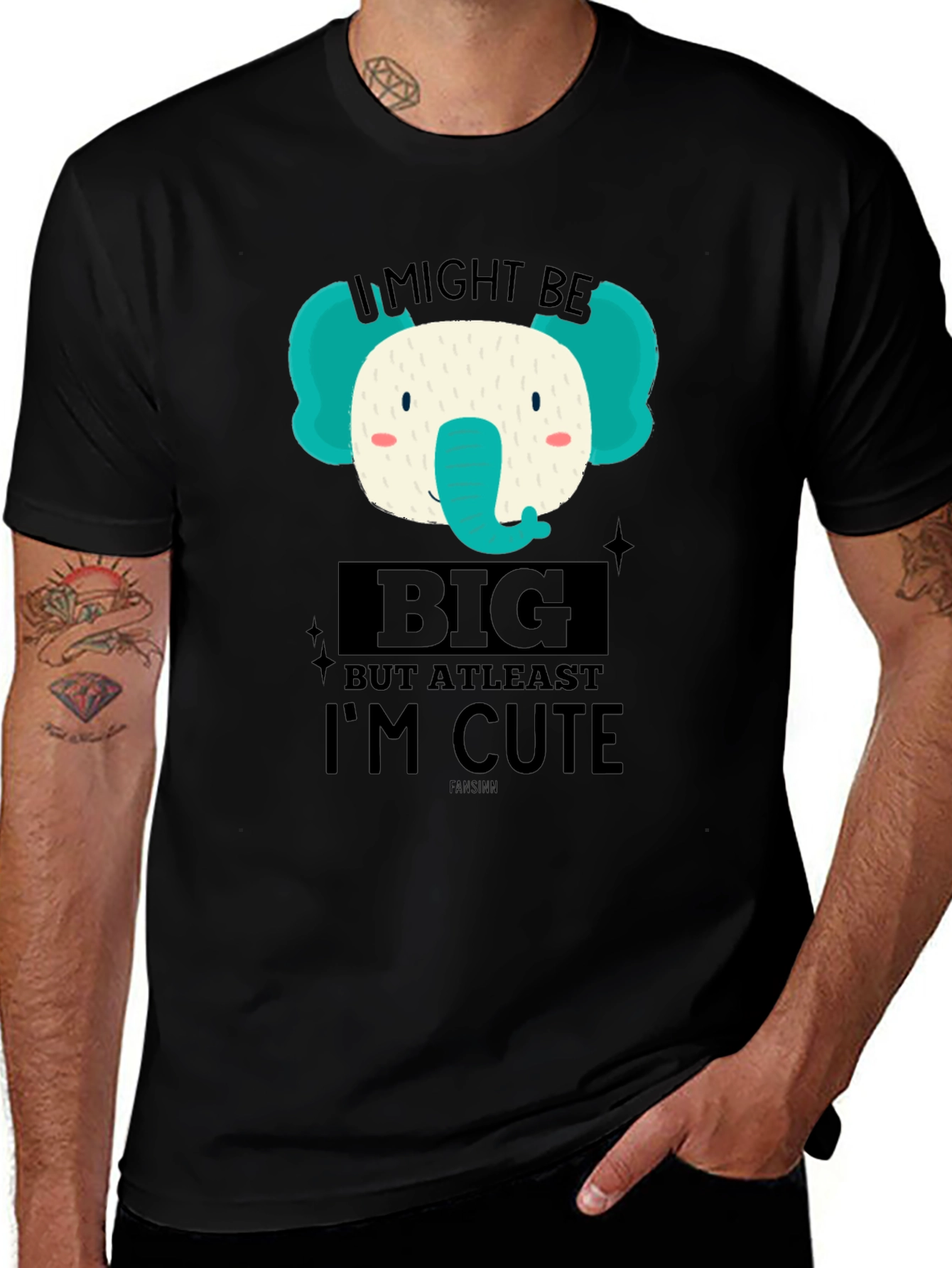 Variant 8 of Cute Elephant Graphic T-Shirt - "I Might Be Big But I'm Cute"