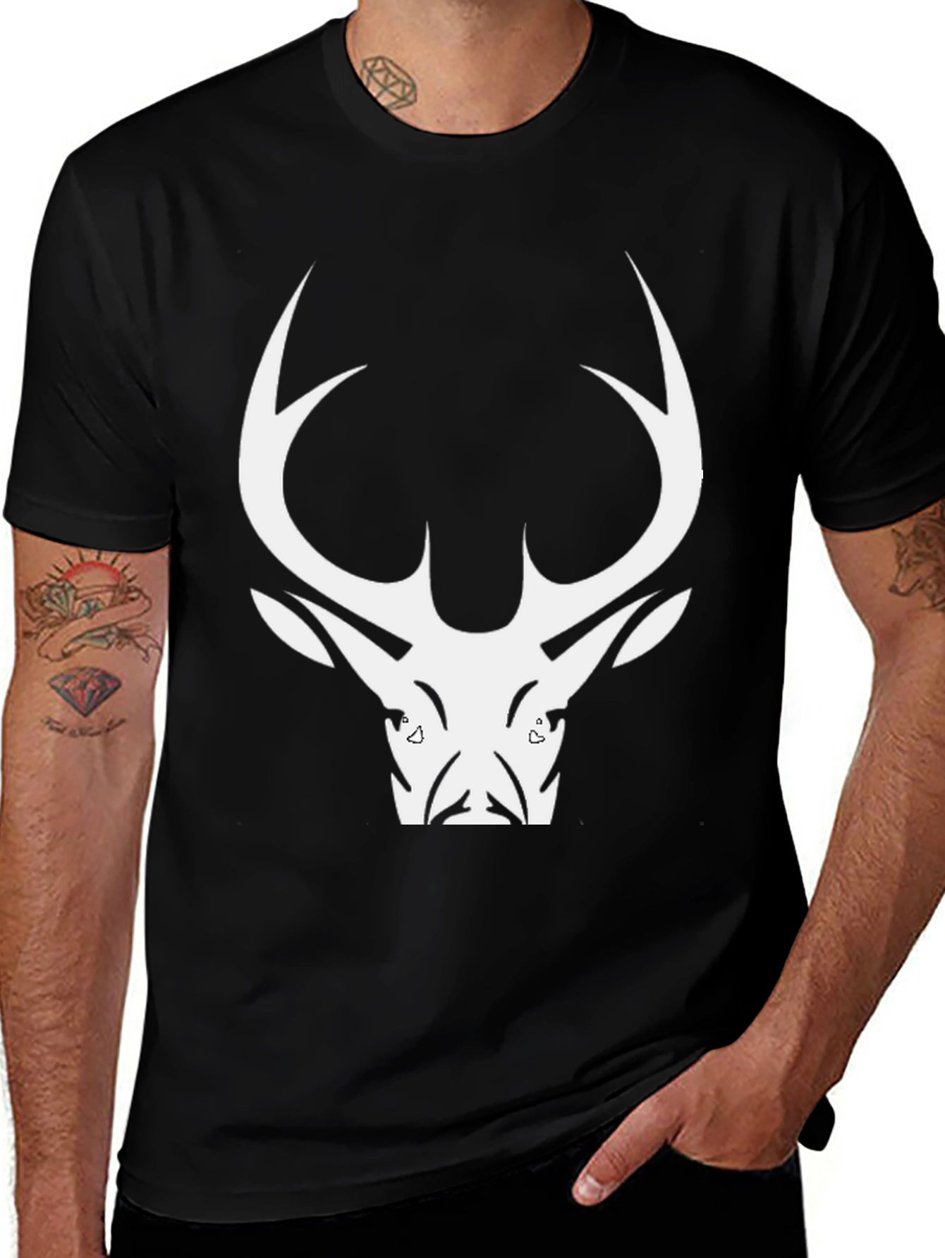 Men's Black Deer Graphic T-Shirt