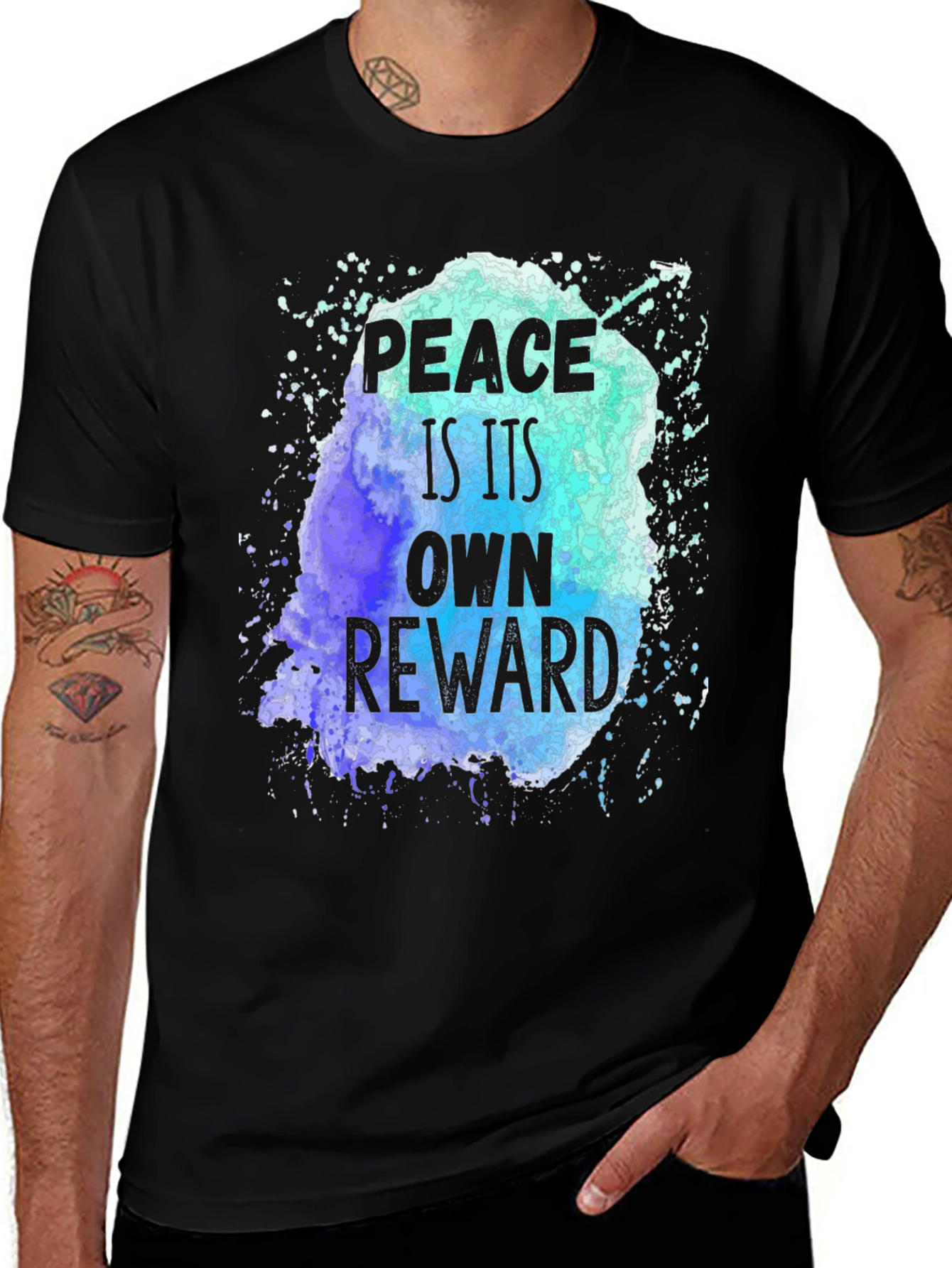 Variant 29 of Peace Is Its Own Reward Graphic Tee - Men's Black T-Shirt