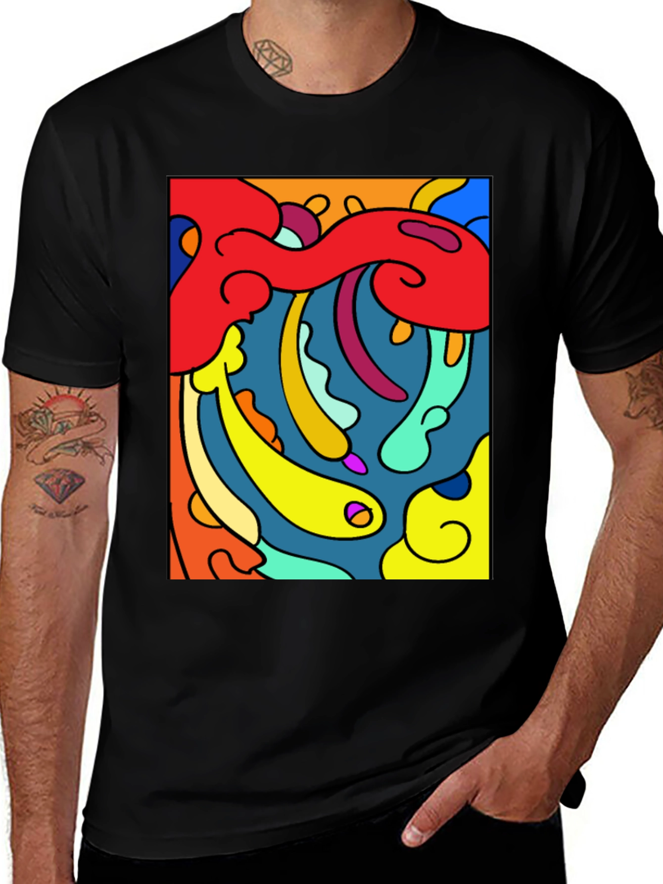 Variant 29 of Abstract Art Graphic Black T-Shirt