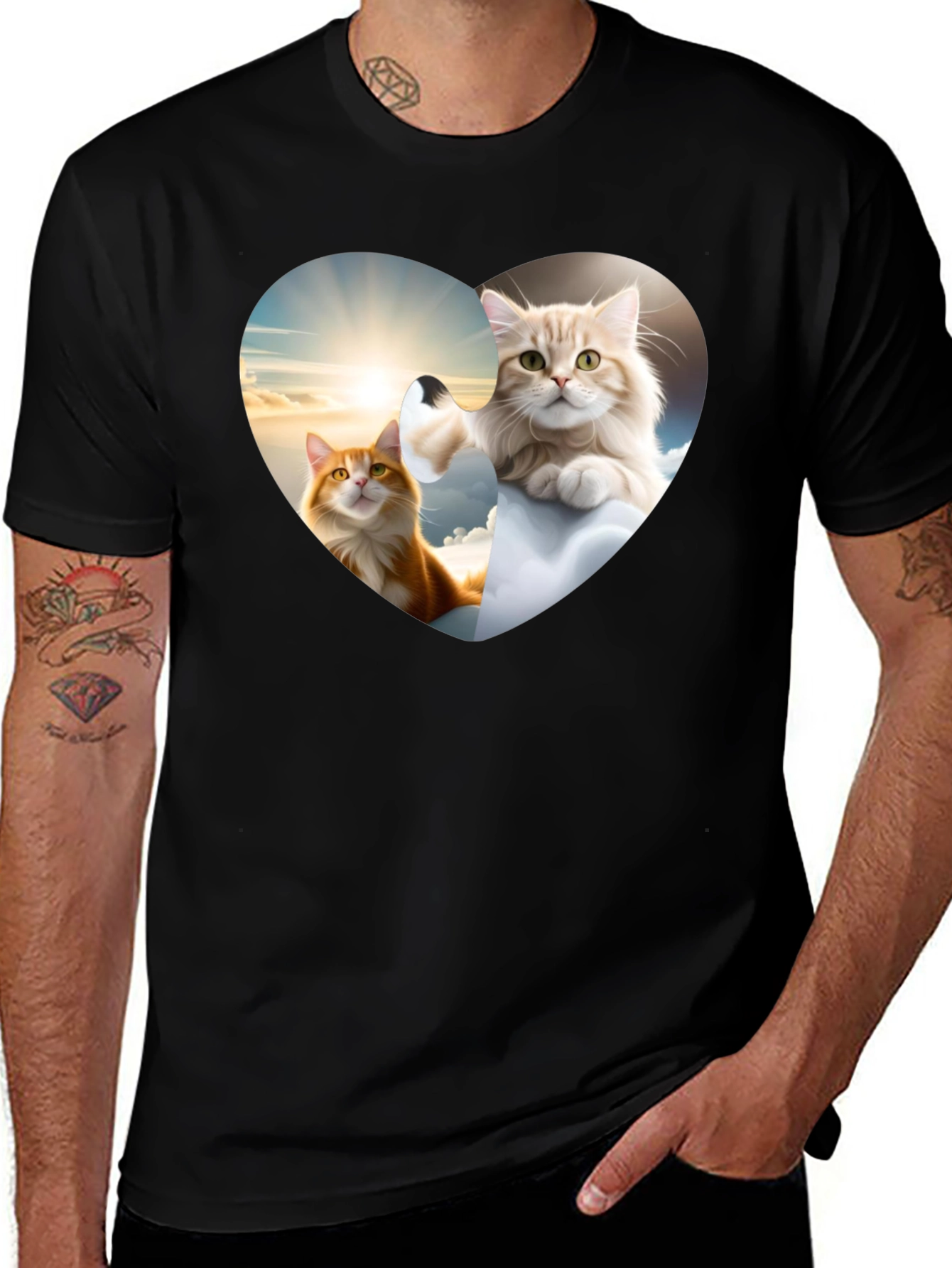 Variant 15 of Cats in Heart Sky T-Shirt