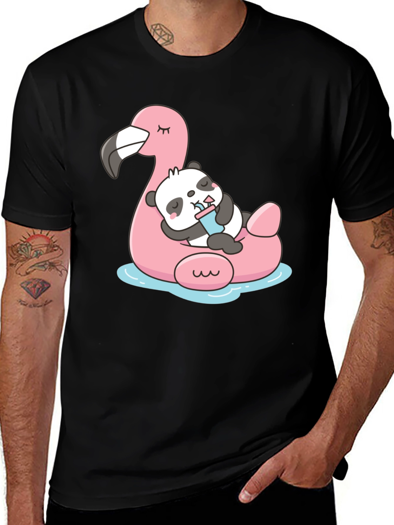 Variant 21 of Cute Panda Flamingo Pool Float T-Shirt