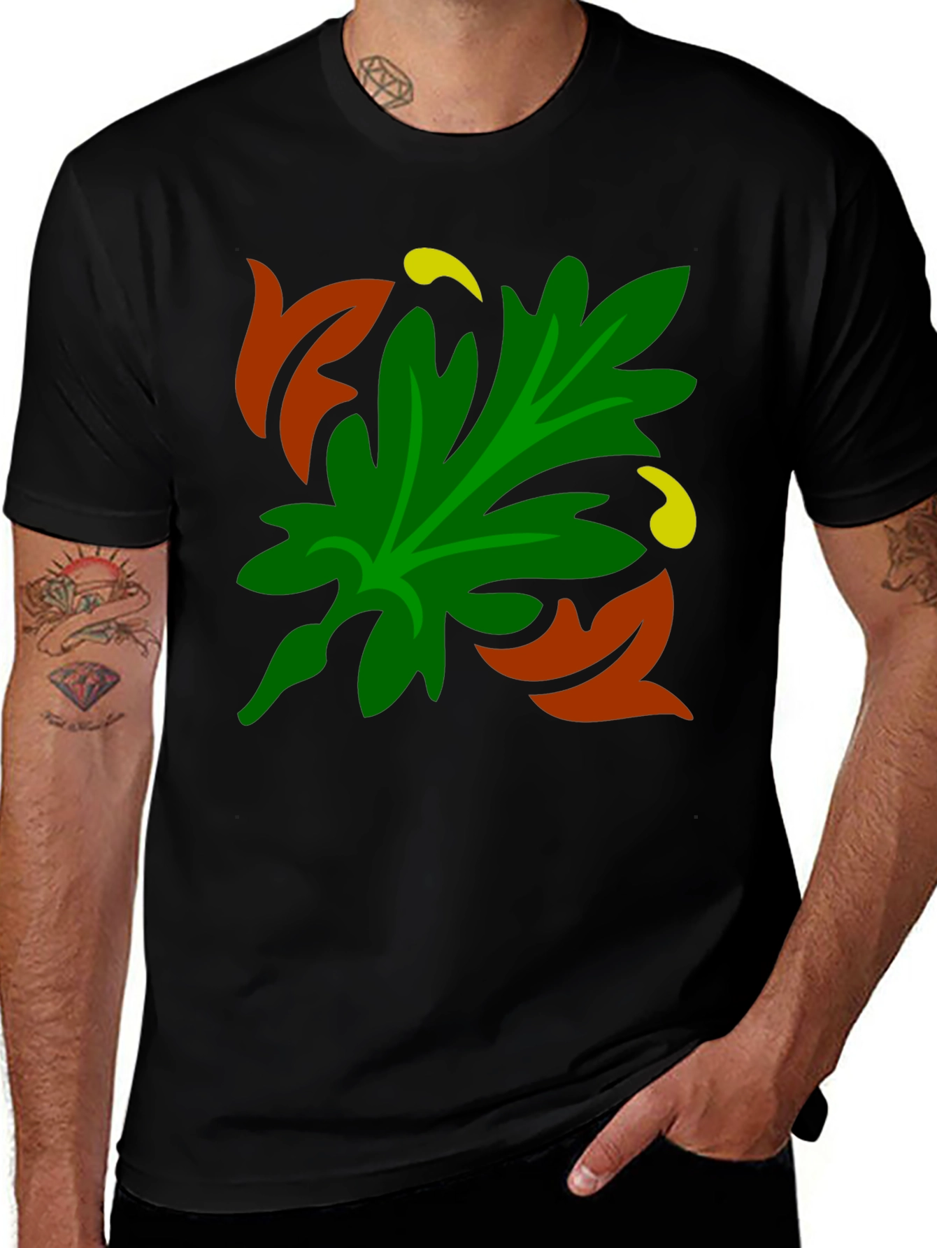 Variant 25 of Autumn Leaf Graphic Black T-Shirt