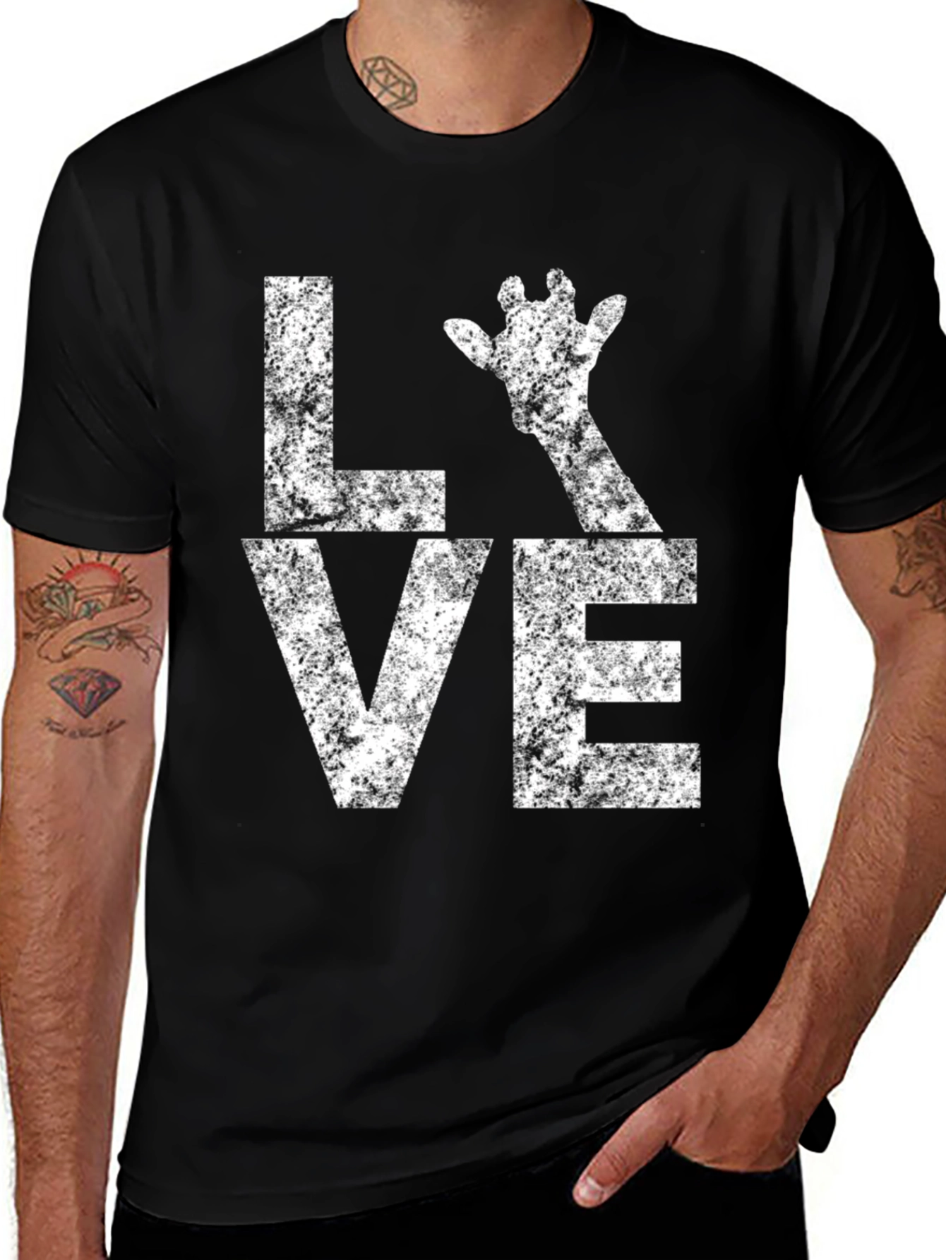 Variant 29 of Giraffe LOVE Graphic T-Shirt - Men's Black Tee