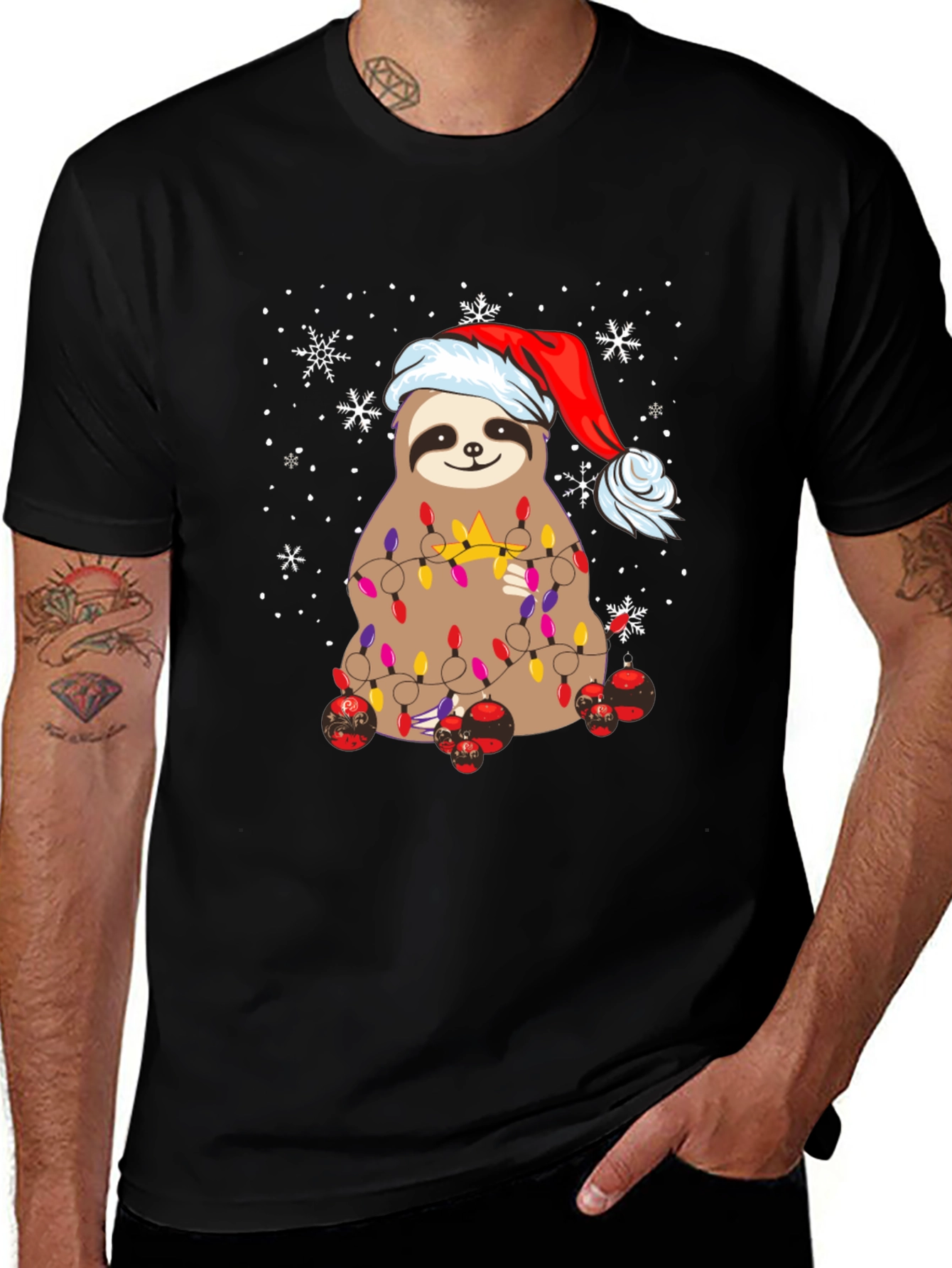 Variant 23 of Festive Sloth Christmas T-Shirt