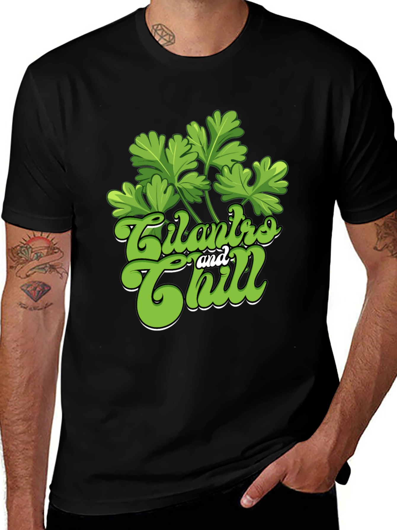 Variant 19 of Cilantro and Chill Graphic T-Shirt, Black