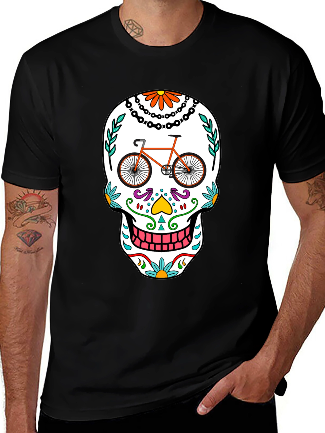 Variant 20 of Sugar Skull Bicycle Black T-Shirt