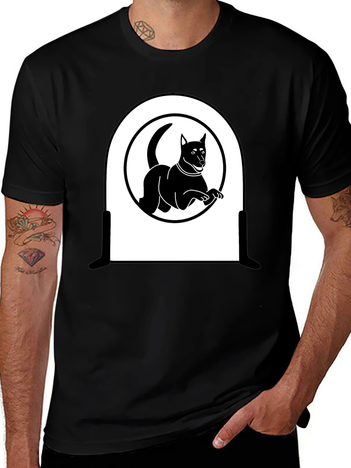Variant 15 of Dog Silhouette T-Shirt - Sleek Black Design