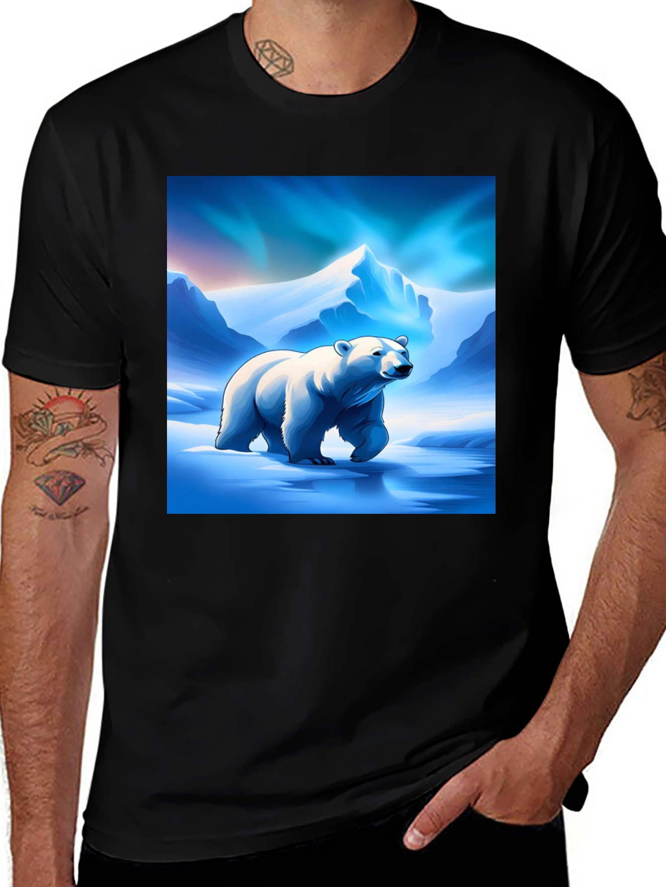Variant 11 of Polar Bear Graphic Tee - Black Comfort Fit T-Shirt