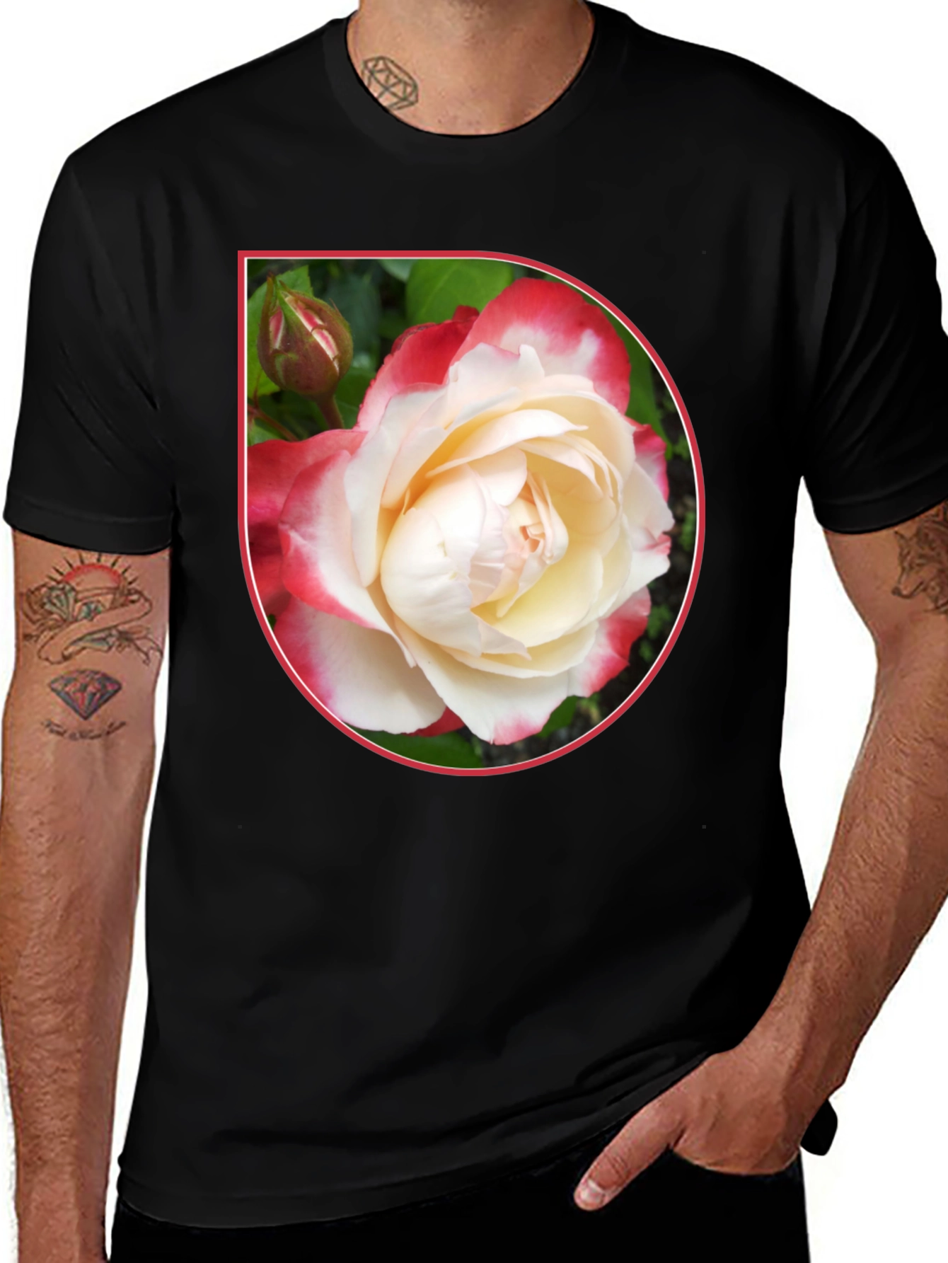 Variant 19 of Rose Graphic Black T-Shirt