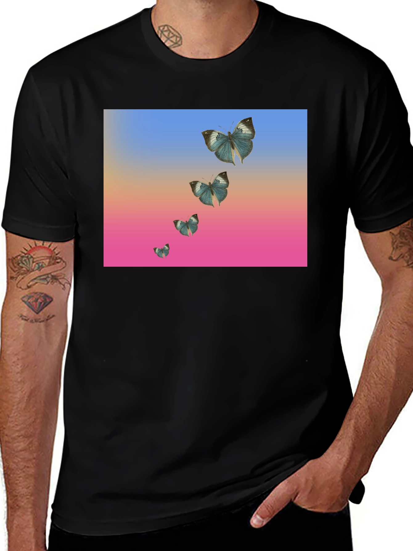 Variant 29 of Butterfly Gradient Graphic Tee - Black
