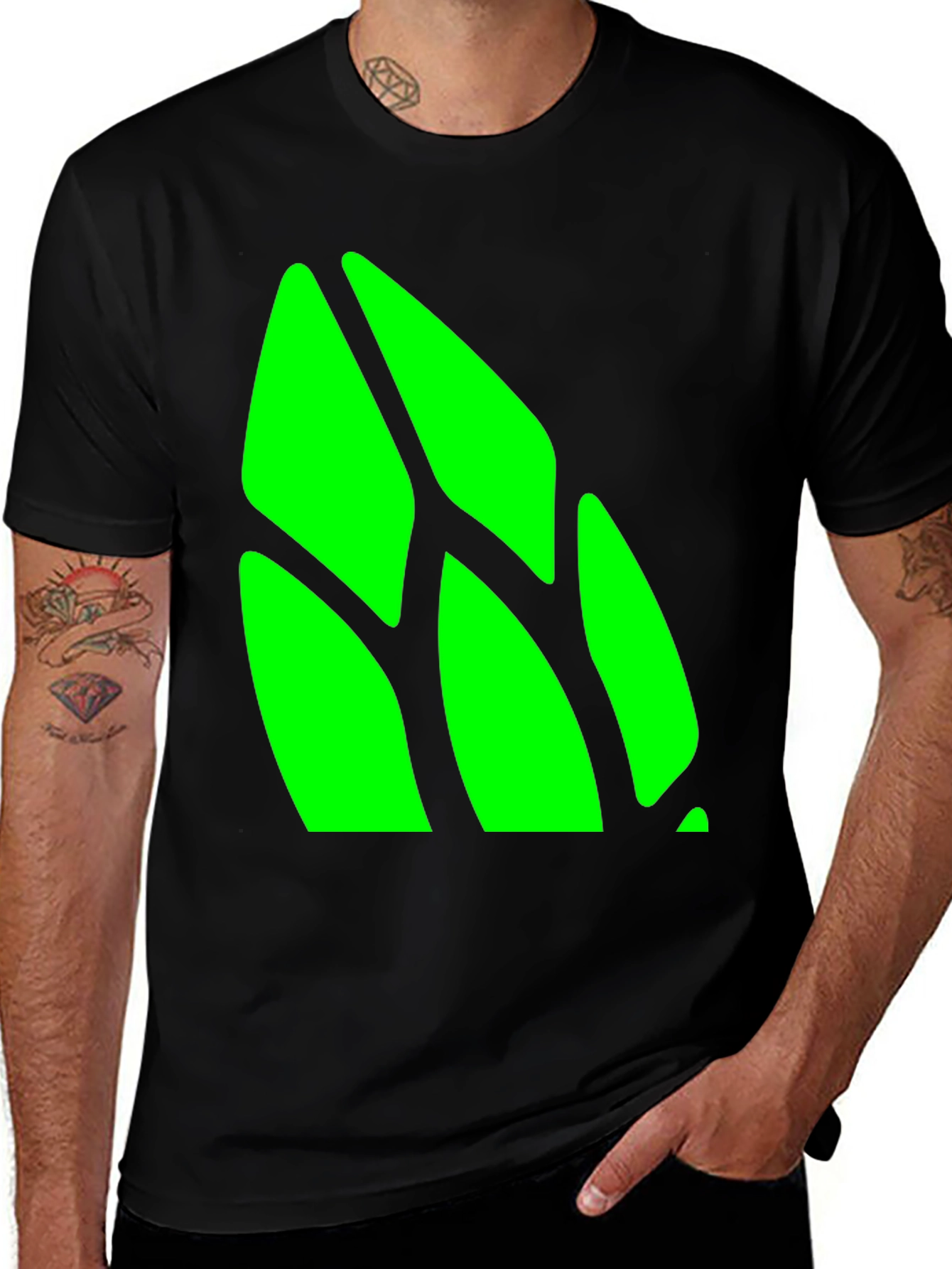 Variant 13 of Abstract Green Design Black T-Shirt